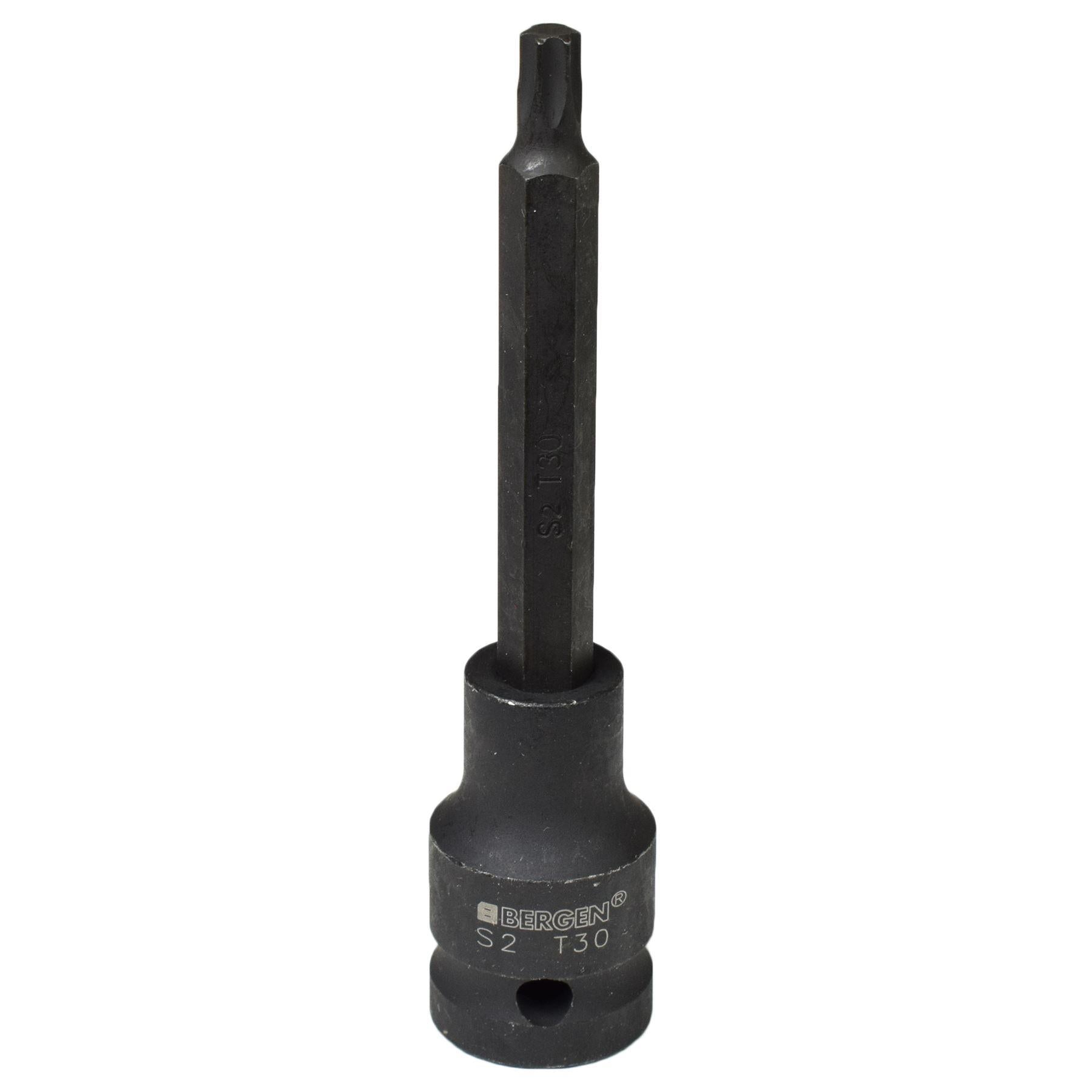 1/2"-Antrieb, extra lang, 100 mm, Außen-Torx-Steckschlüsseleinsätze mit Sternschliff, T30 – T45
