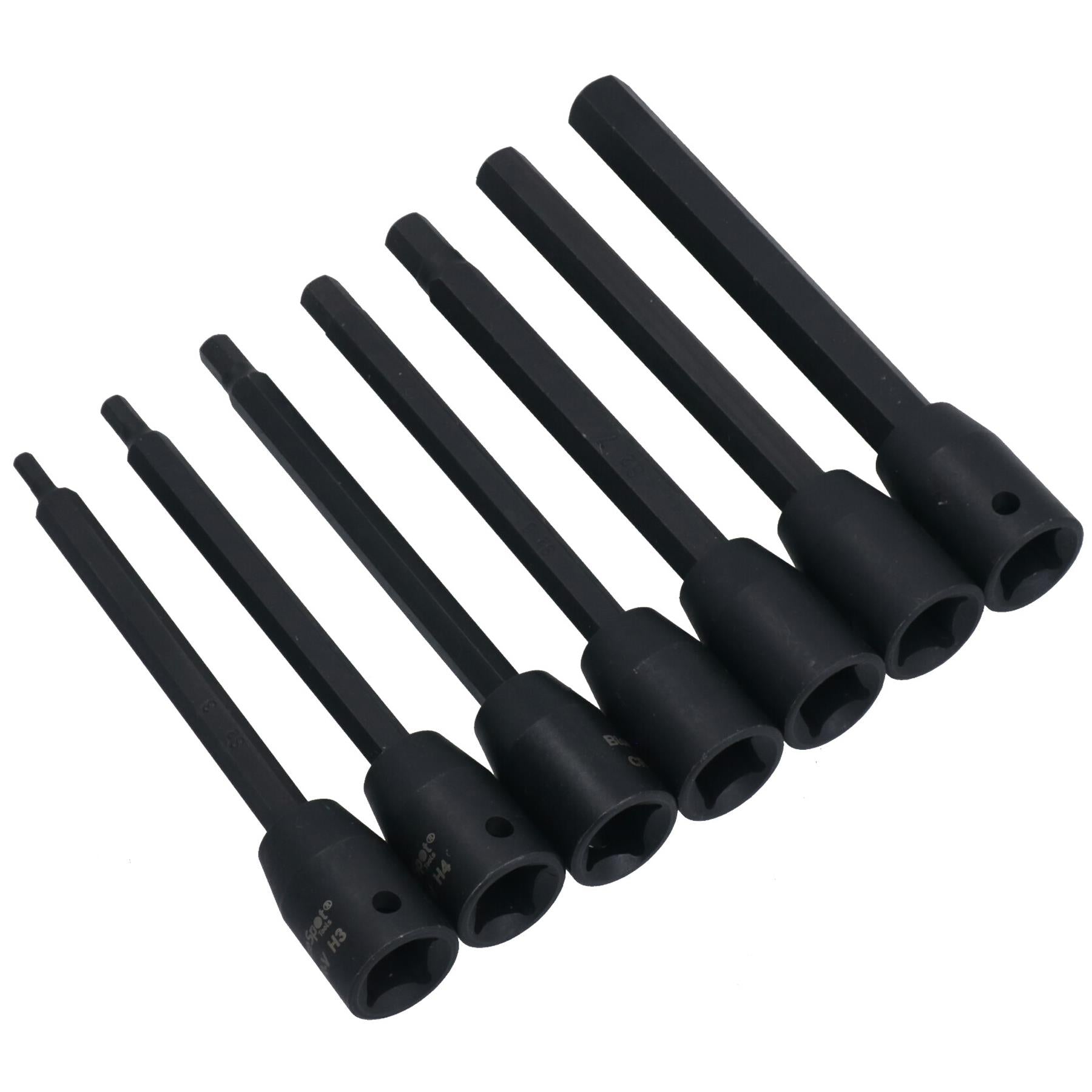 Douilles à chocs extra longues à six pans creux 3 - 10 mm 110 mm Lot de 7 pièces