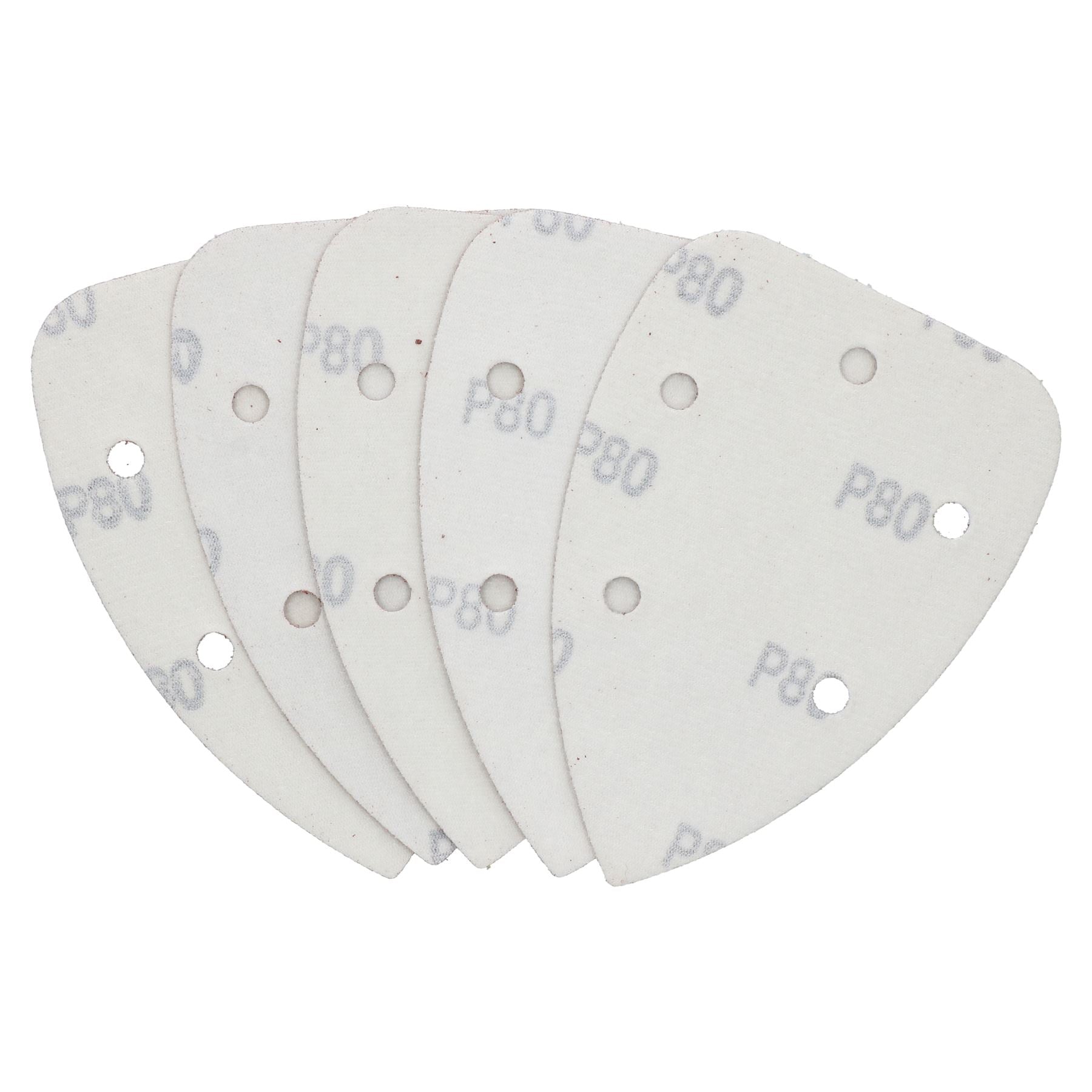 Hook And Loop Detail Sanding Pads Discs 140mm Triangular 80 Grit Medium 5pc