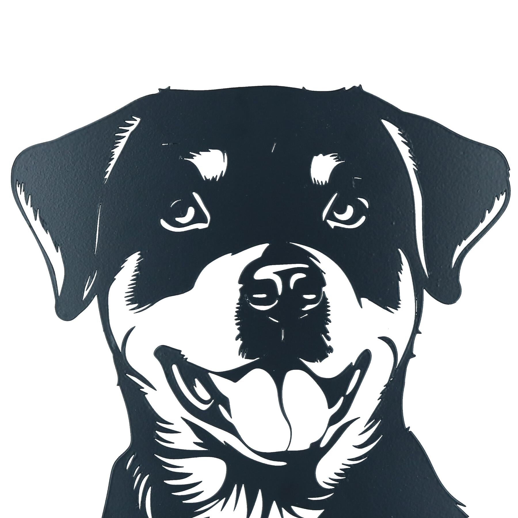 Black Metal Peeking Rottweiler Silhouette with Fixing Plate Garden Ornament Gift