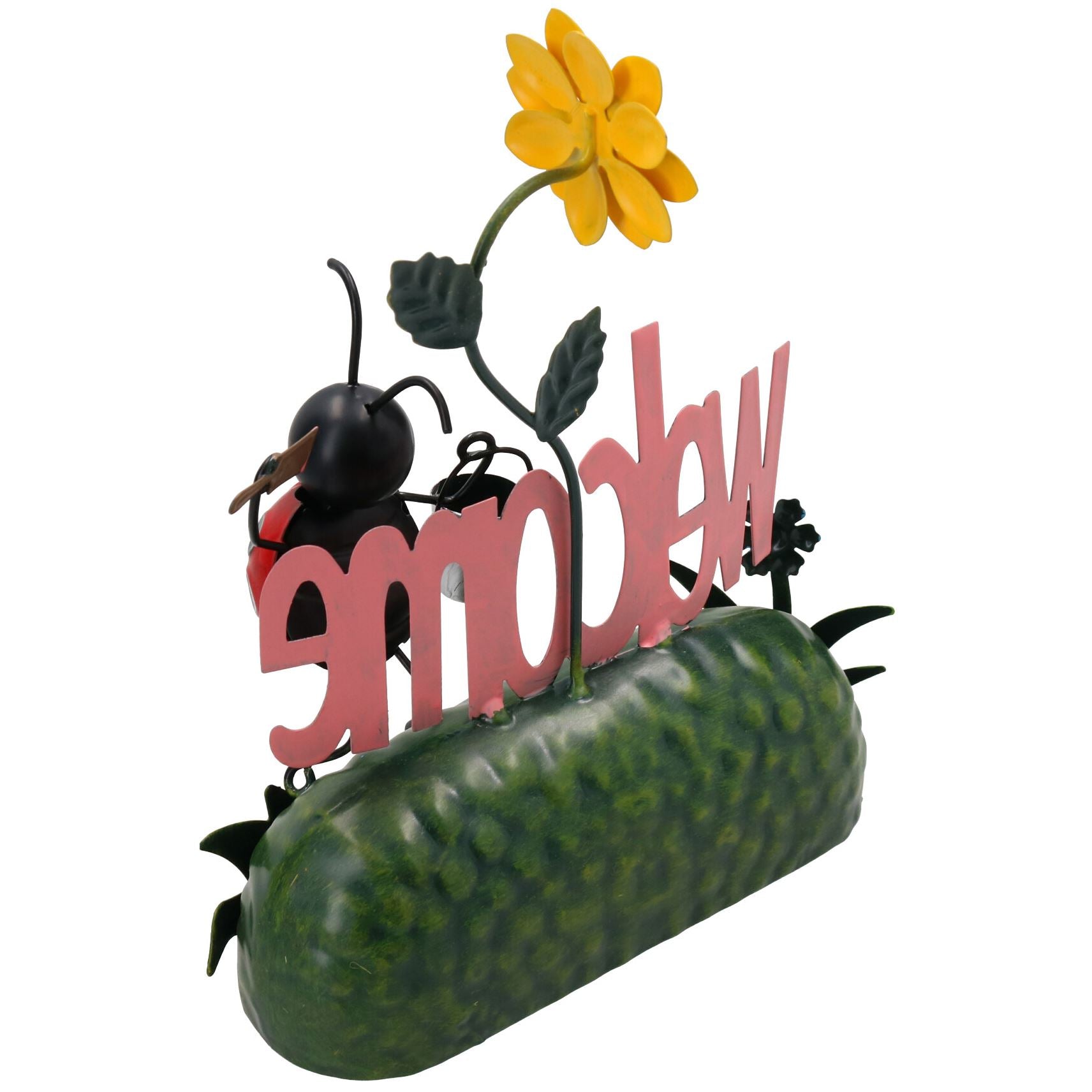 Miniature Life Metal Coccinelle Bienvenue Jardin Maison Cadeau Ornement 9x17x20cm