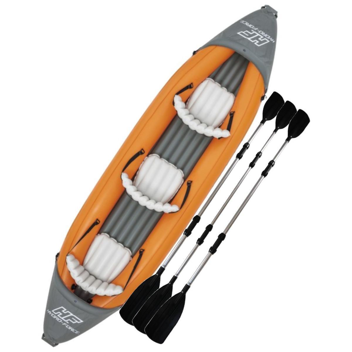 Kayak gonflable LITE RAPID X3 3 personnes avec pompe, pagaies, canoë, bateau triple
