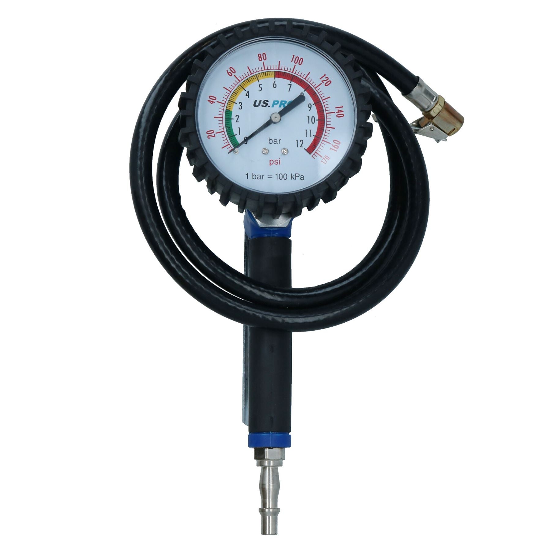 Hochleistungs-Reifenfüllmessgerät mit langem Schlauch, 1 Meter lang, 0 – 170 PSI