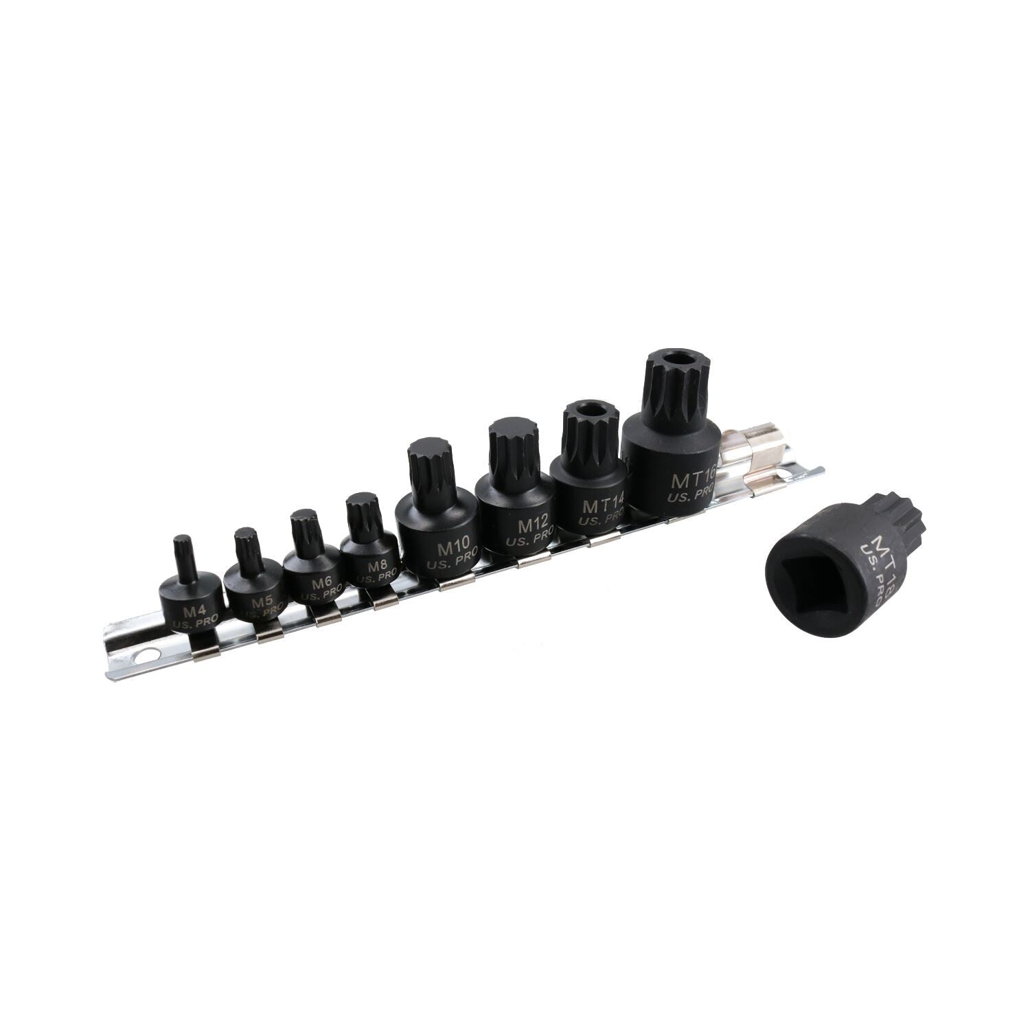 Douilles à embouts cannelés triples carrés Stubby Impact M4 – M12 MT14 – MT18, lot de 9 pièces