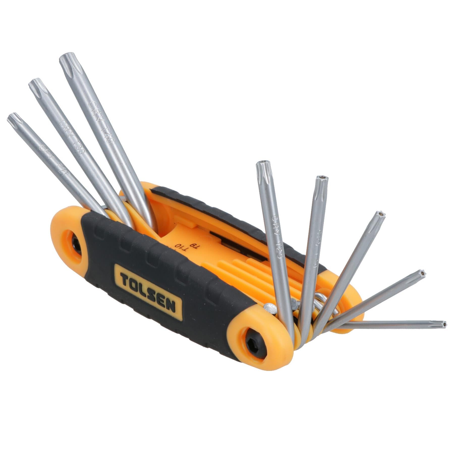 8pcs Folding Torx / Star Key Wrench Set T9 - T40 Foldable Rubberized Handle
