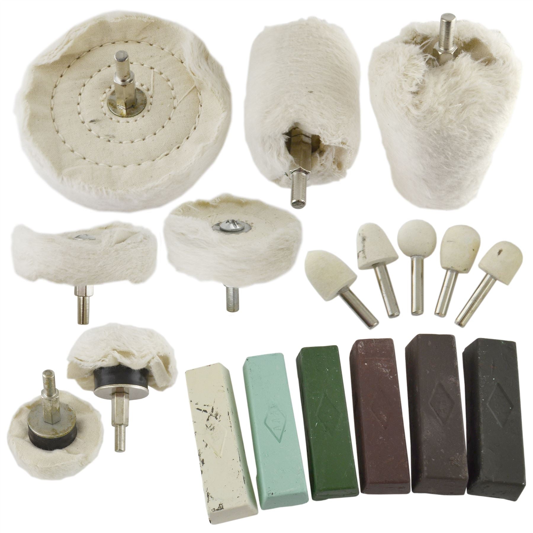 18-teiliges Deluxe-Polierset zum Polieren von Metall für Auto, Wohnwagen, Spindelbohrer, Pad TE847
