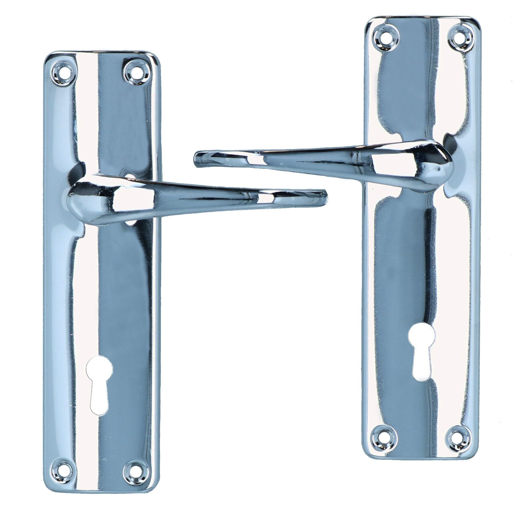 Lever Lock Set Lockable Door Handle Handles with 2 Keys + Chrome Finish