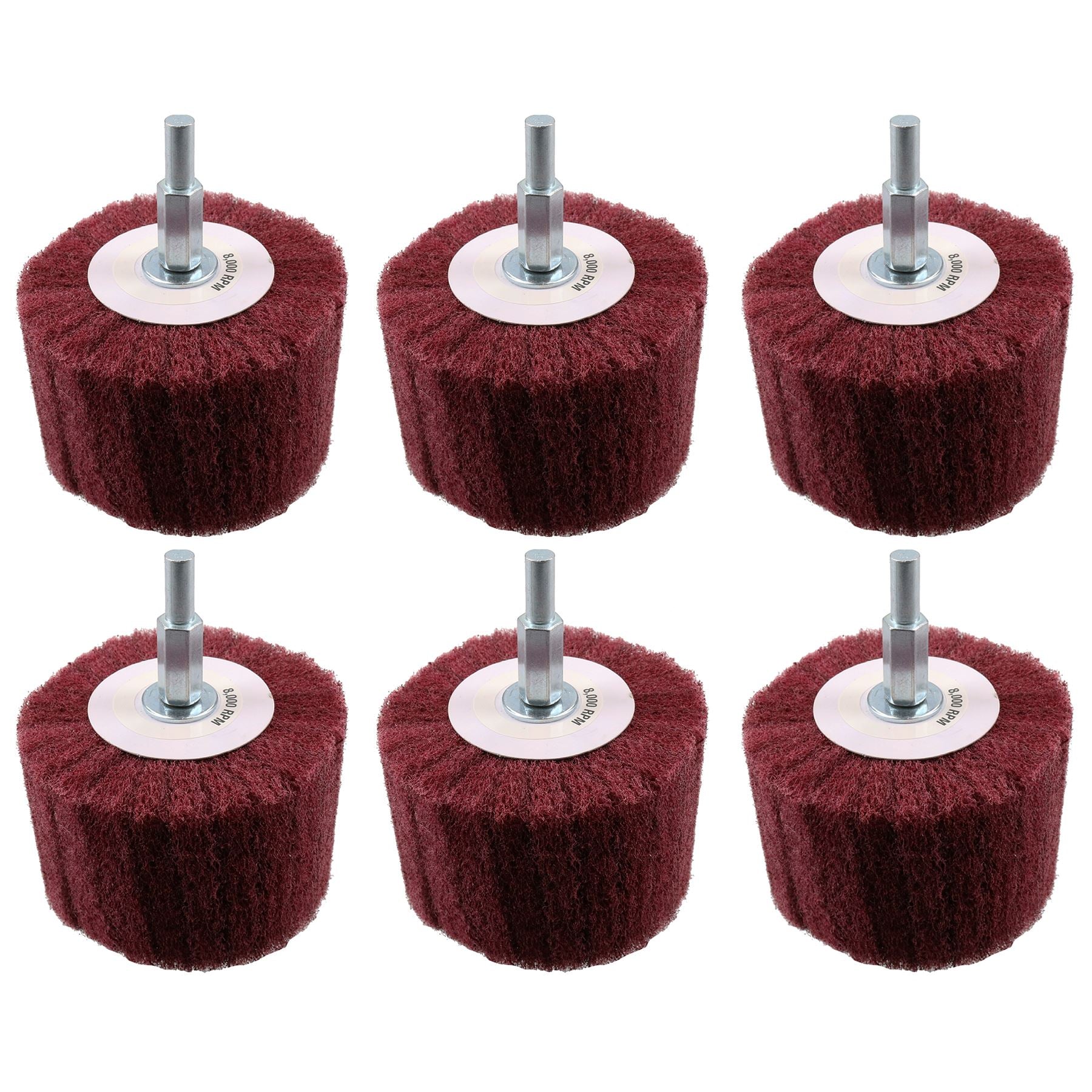 Zylinderförmiger Schleif- und Poliermopp, Breite 75 mm, Körnung 240, Schaft 6 mm