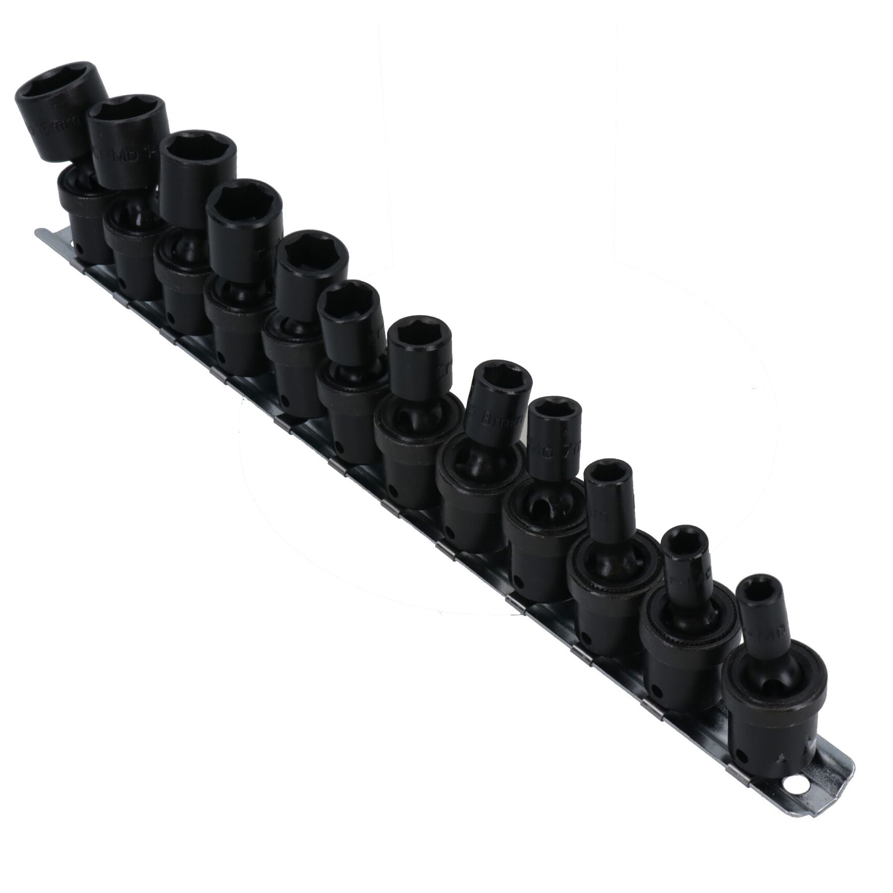 Schwenkbare, taumelnde, metrische Schlagnüsse mit flachem Schaft, 1/4-Zoll-Antrieb, 5 – 15 mm, 12-teilig, 6-seitig