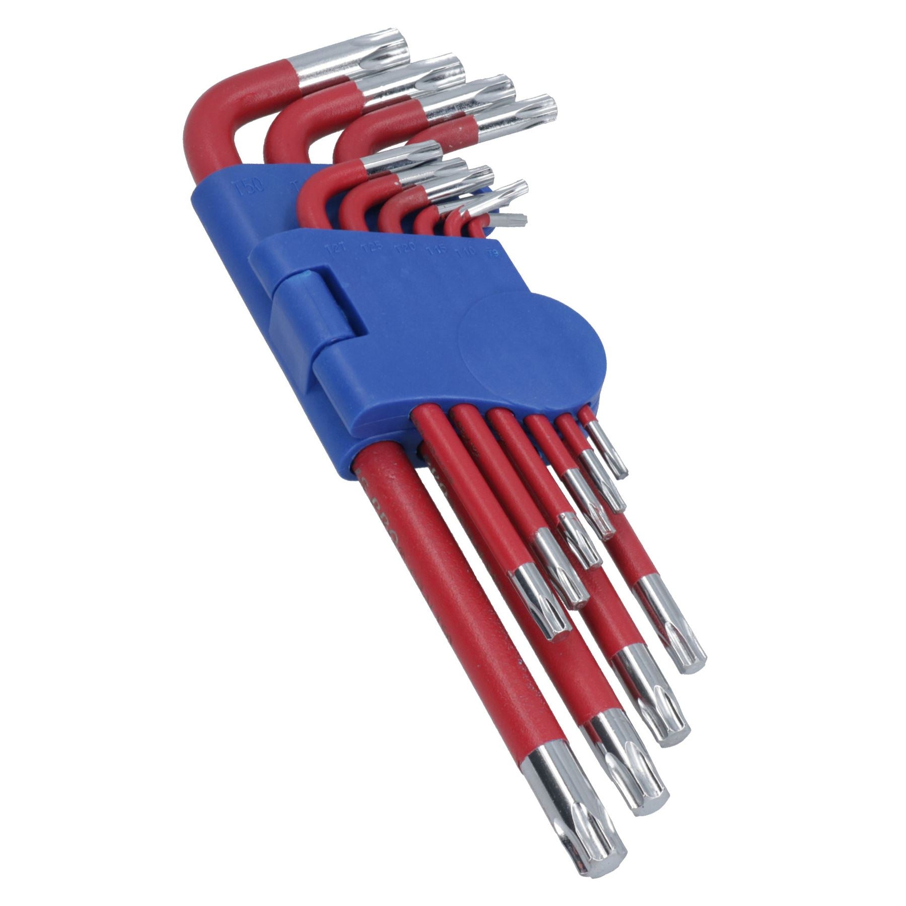 10 Stück farbige lange Torx-Sternschlüssel mit Halter T9 – T50 Anti-Rutsch-Griffbelag