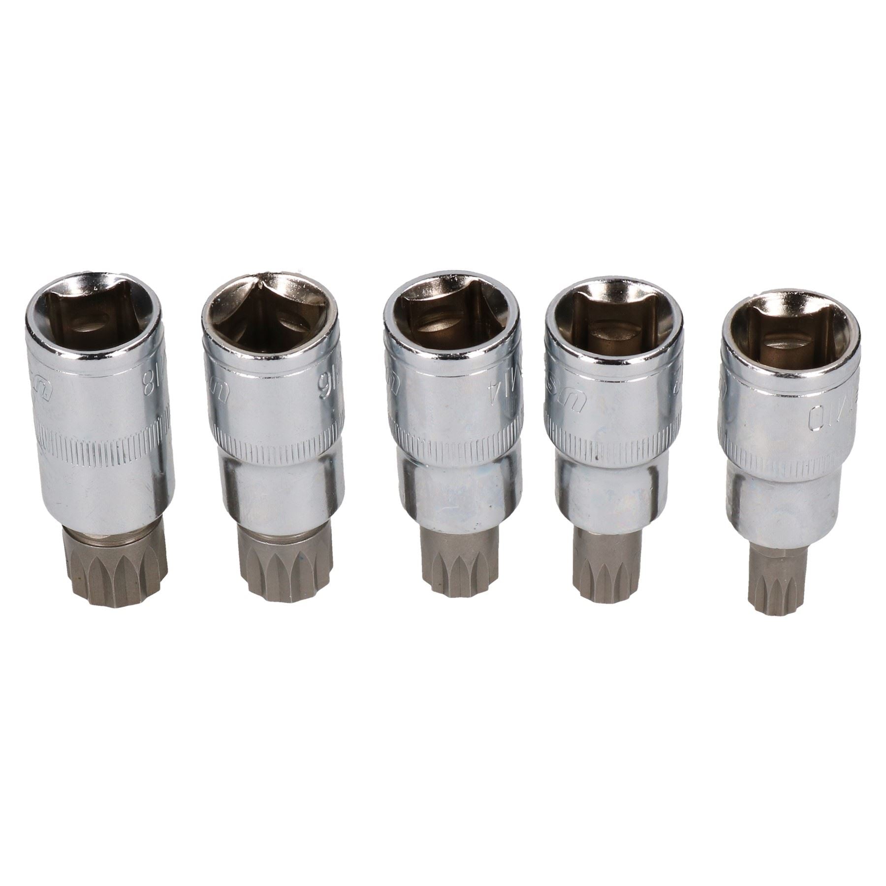 Douilles carrées triples inviolables à entraînement mâle cannelé 1/2" M10 - M18