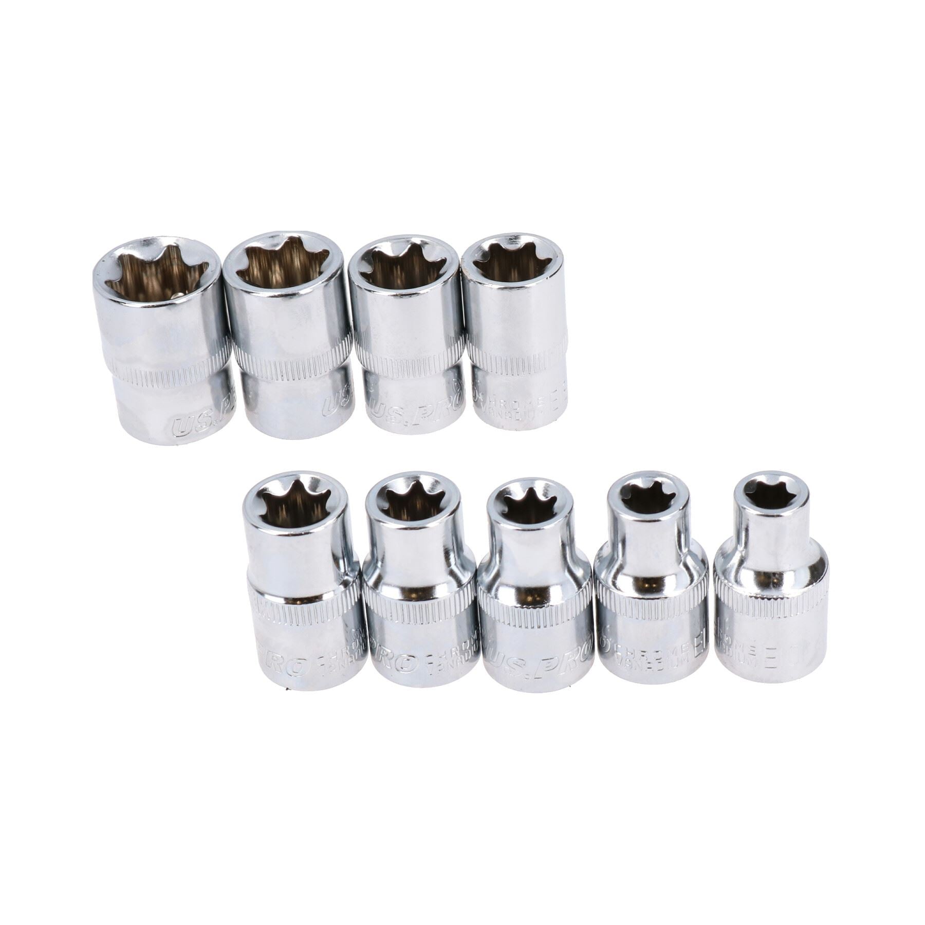 1/2"-Antrieb, gerade Ratsche + Innen-Torx-Stern E-Steckschlüssel E10 – E24, 10-teiliger Satz