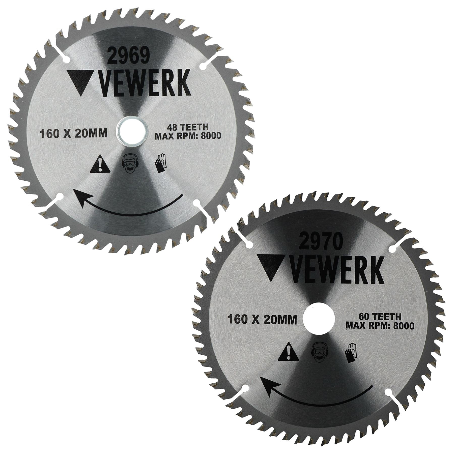 2er-Pack 160 mm x 20/16 mm 48 Zähne und 60 Zähne TCT Kreissägeblatt Wolframkarbid