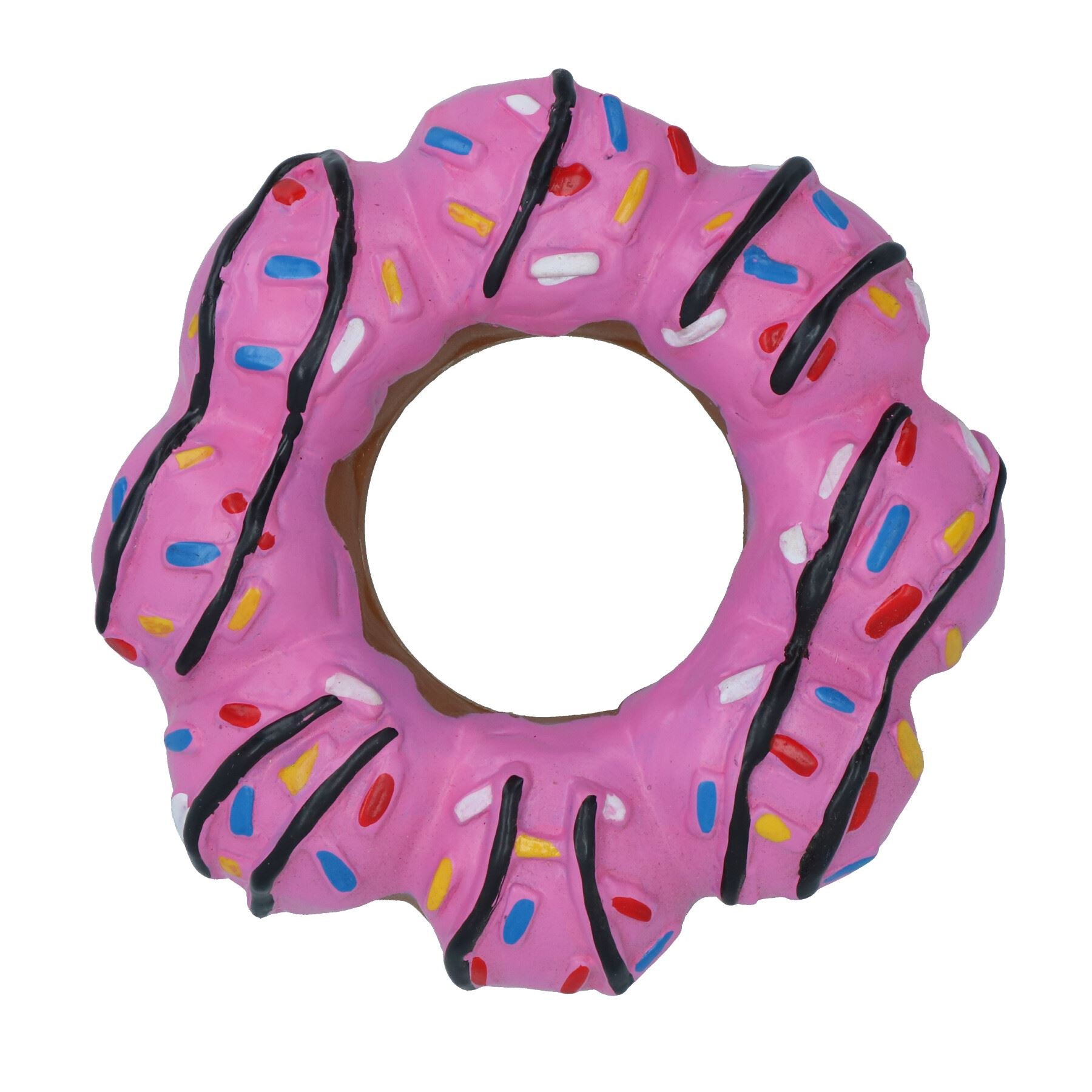 Haustier Hund Vinyl Rosa Donut Lebensmittel Hundespielzeug Spielen Spielzeug Mit Squeeze 4x4x14cm