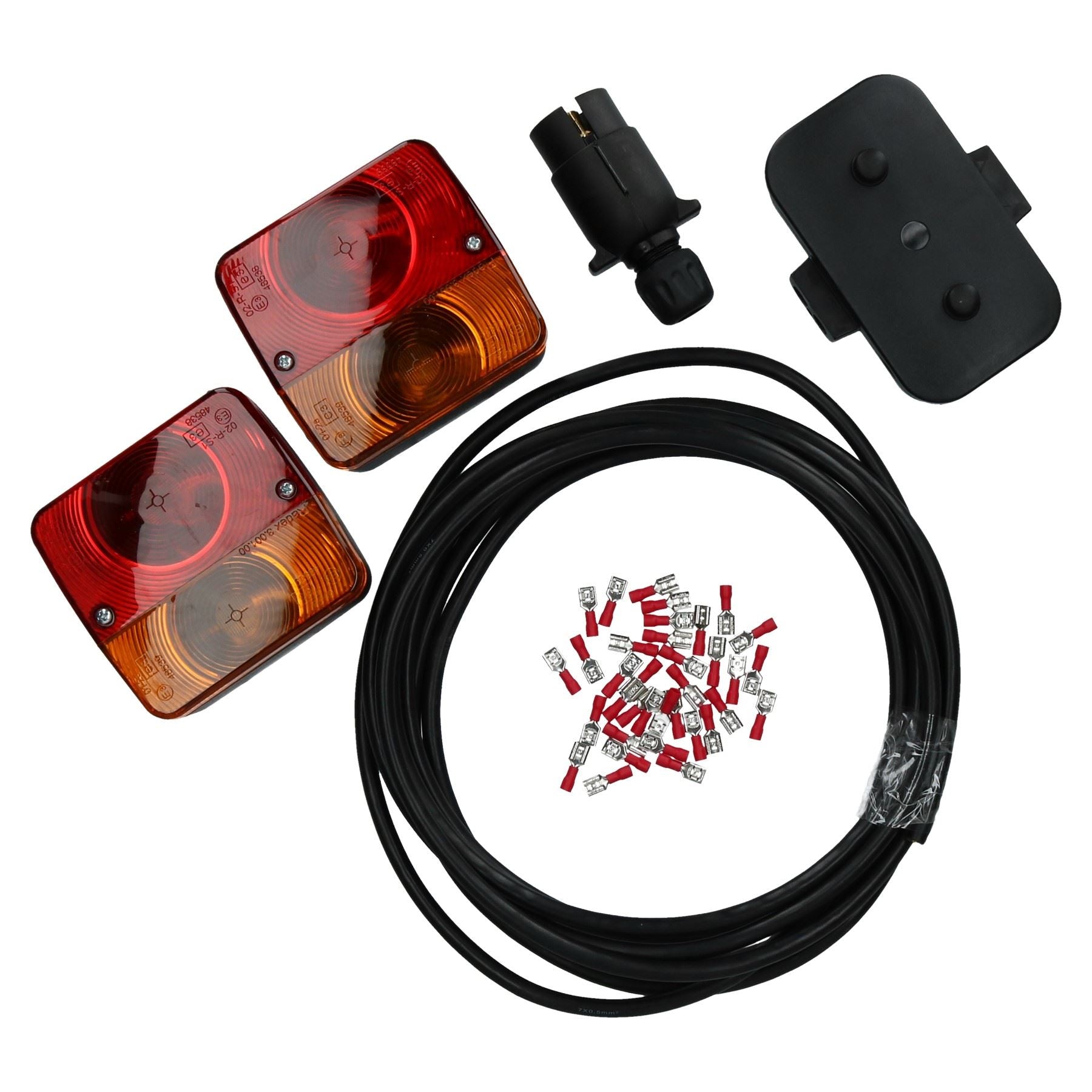 Trailer Light Wiring Kit - Small Lights, Plug, Junction Box, 5m Wire, Terminals