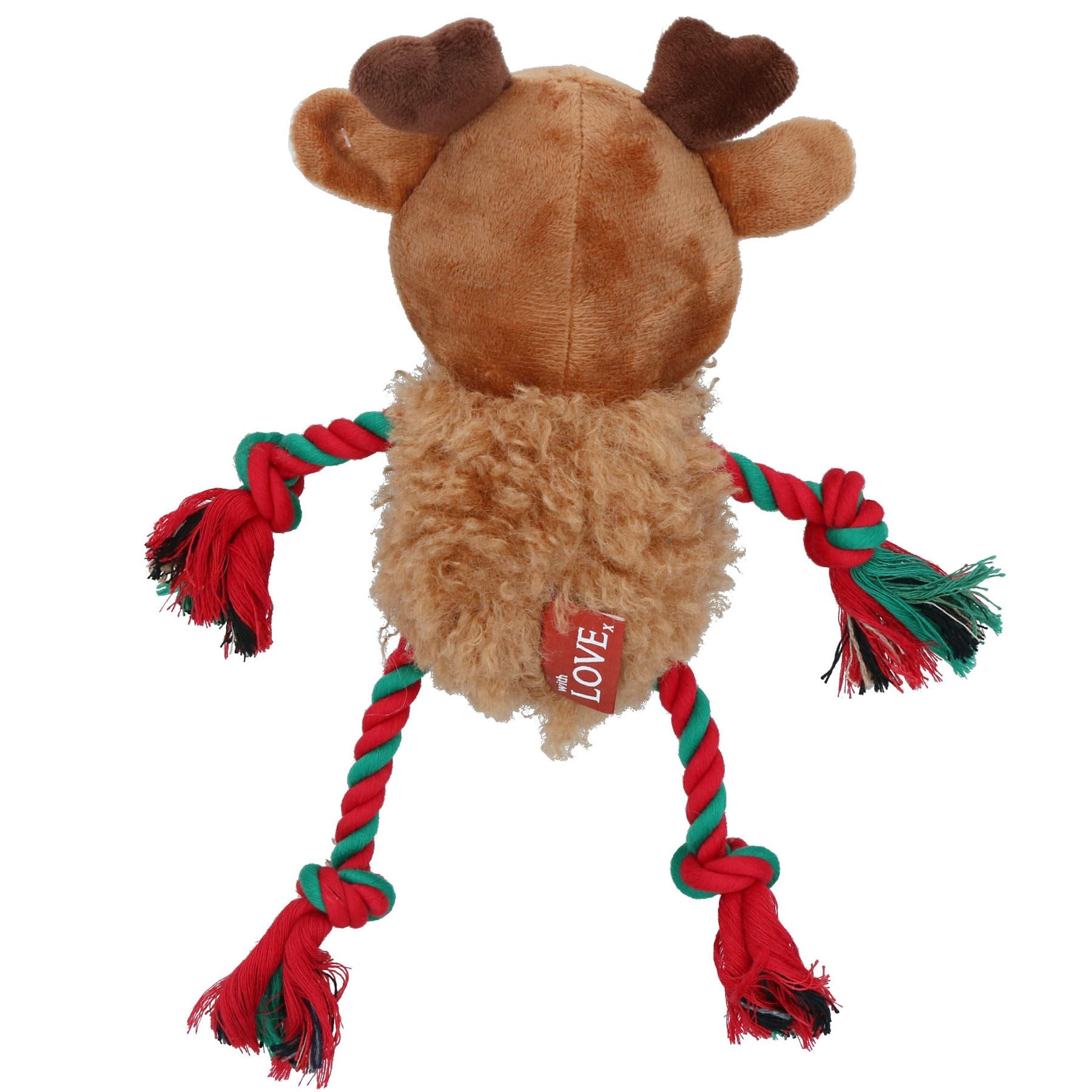 Weihnachtsgeschenk für Hunde, flauschiges Rentier und Weihnachtsmann, quietschendes Plüsch-Seilspielzeug-Paket
