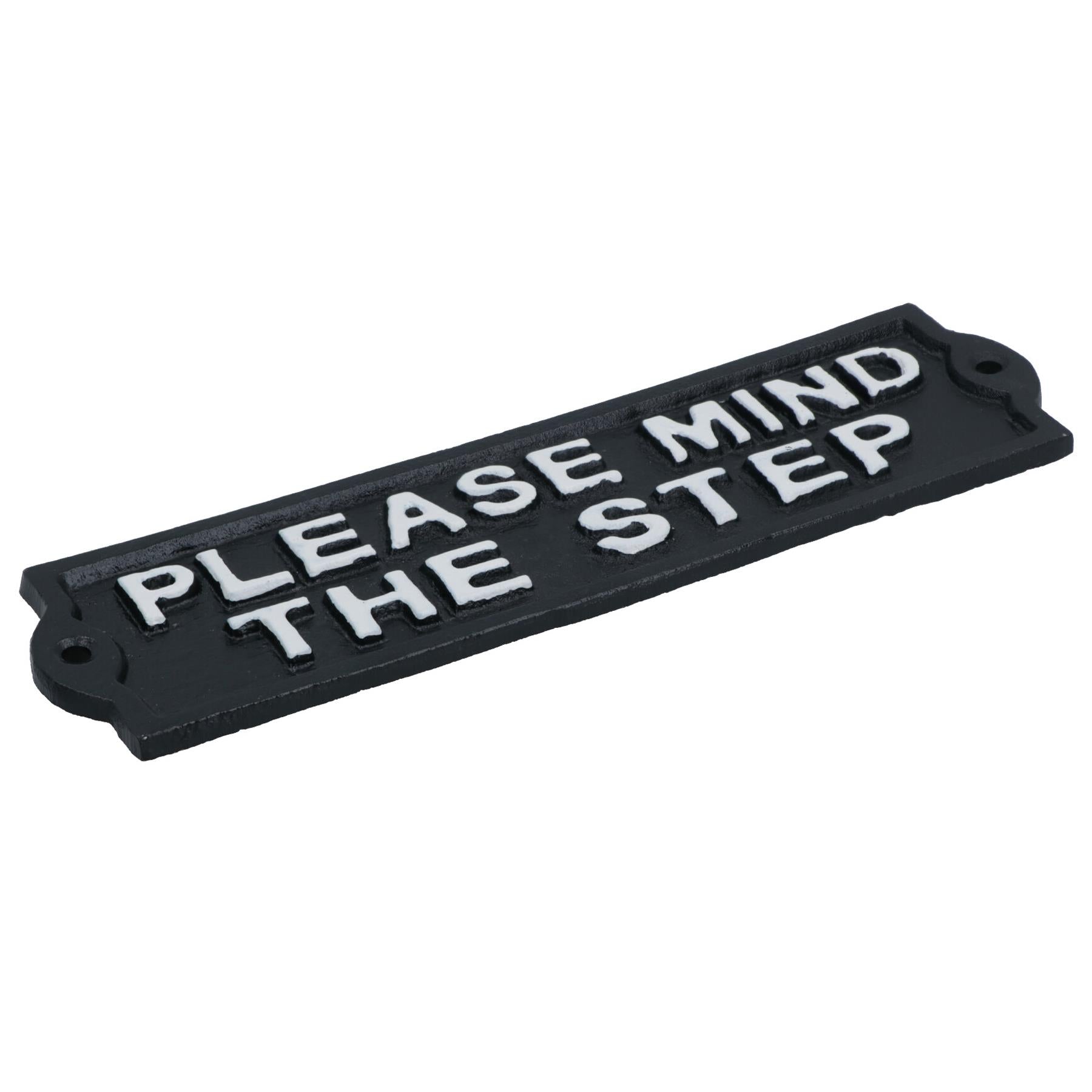 Please Mind The Step Cast Iron Sign Plaque Black Garden Garage Safety Work