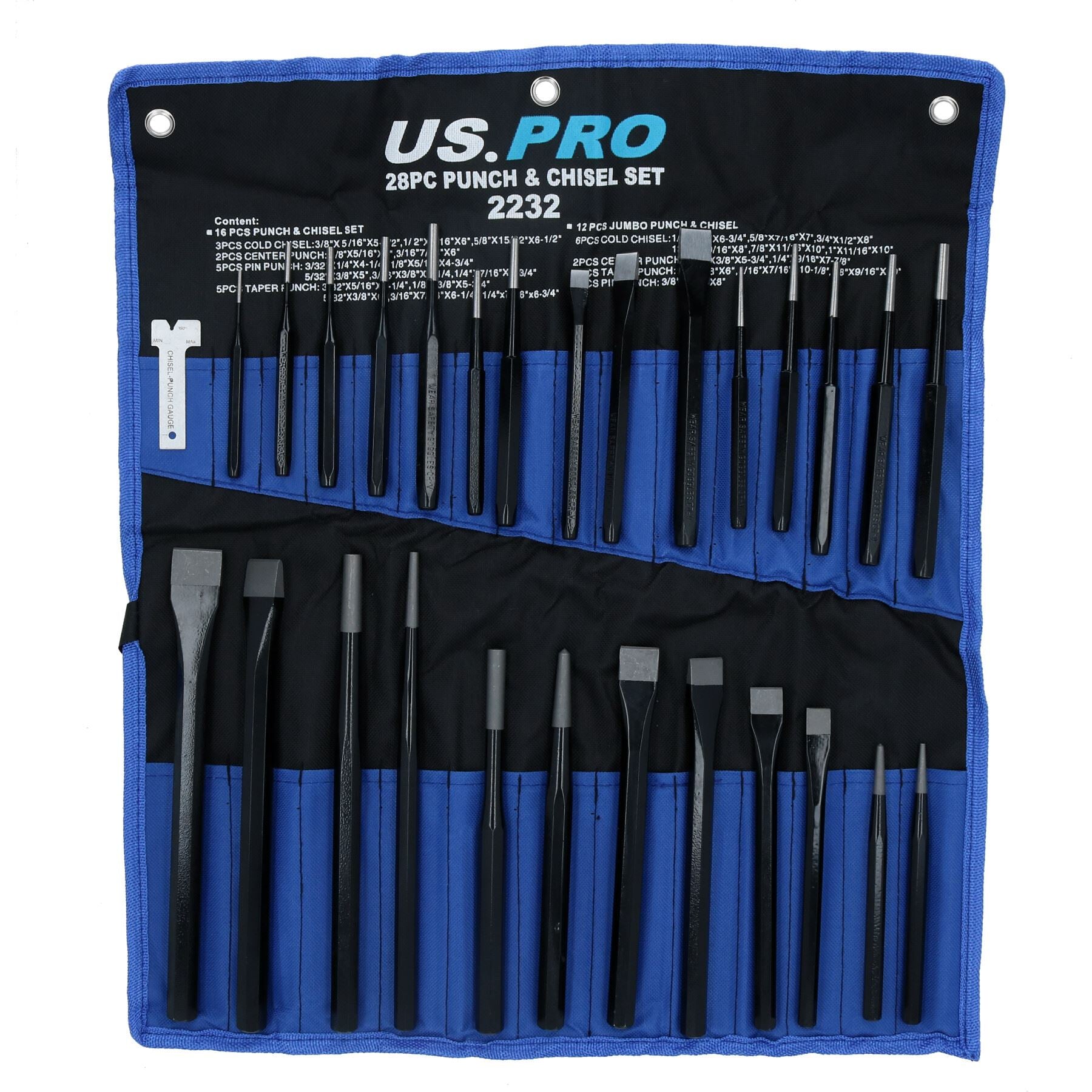 Punch and chisel set / taper / pin / centre / cold chisel 28pc set