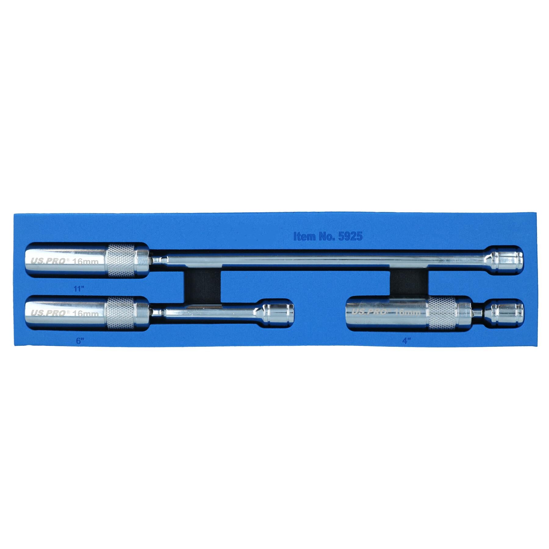 Douilles magnétiques à paroi mince de 16 mm avec pivot à 360 degrés, 3 pièces