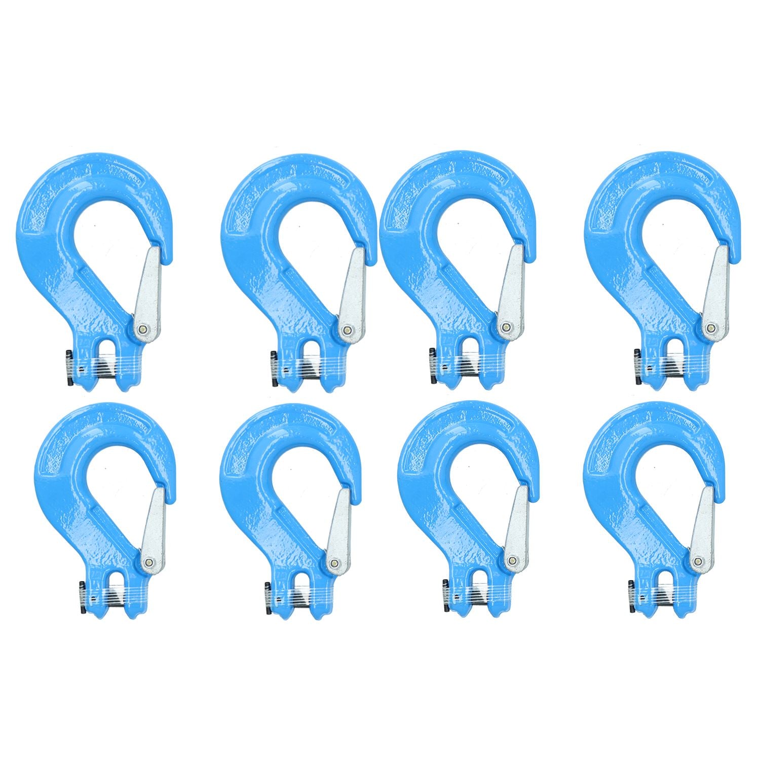 Gabelkopf-Sicherheitshaken mit Anschlagöse, maximale Tragkraft 2 Tonnen, für 8 mm Kette, 8 Stück