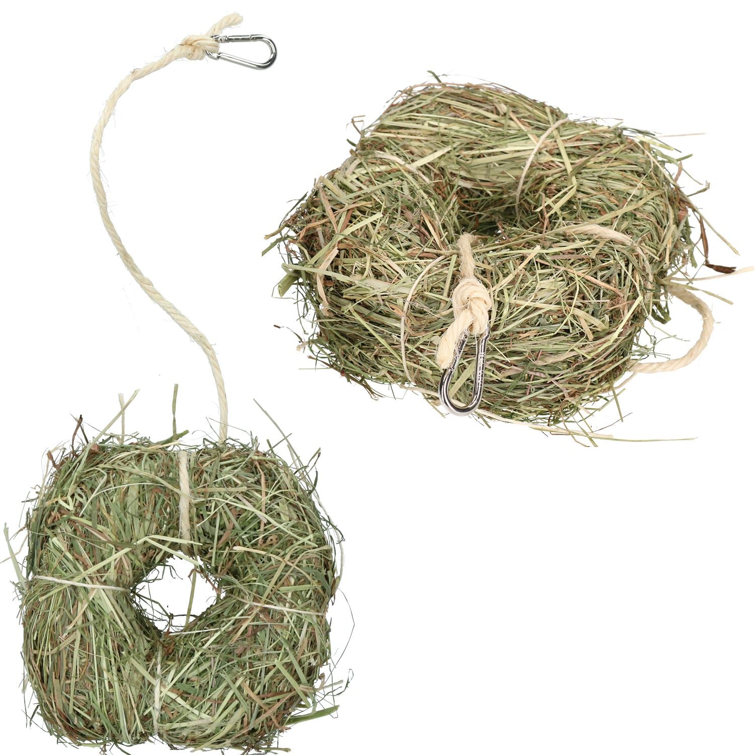 Lot de 2 petits animaux pour briser l'ennui - Friandises pour lapins, cochons d'Inde, anneau de foin de luzerne naturel