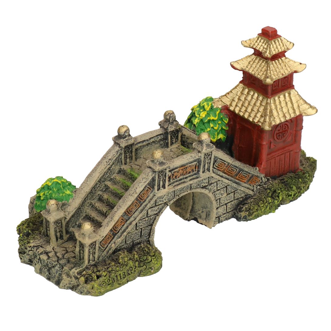 Décoration d'aquarium aquatique Pont de jardin japonais Ornement d'aquarium 15x8x8cm