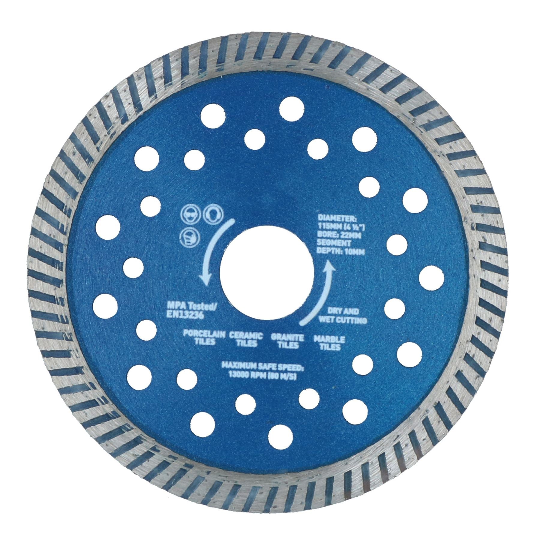 4-1/2in Dry and Wet Turbo Cutting Disc for Porcelain Ceramic Granite Marble