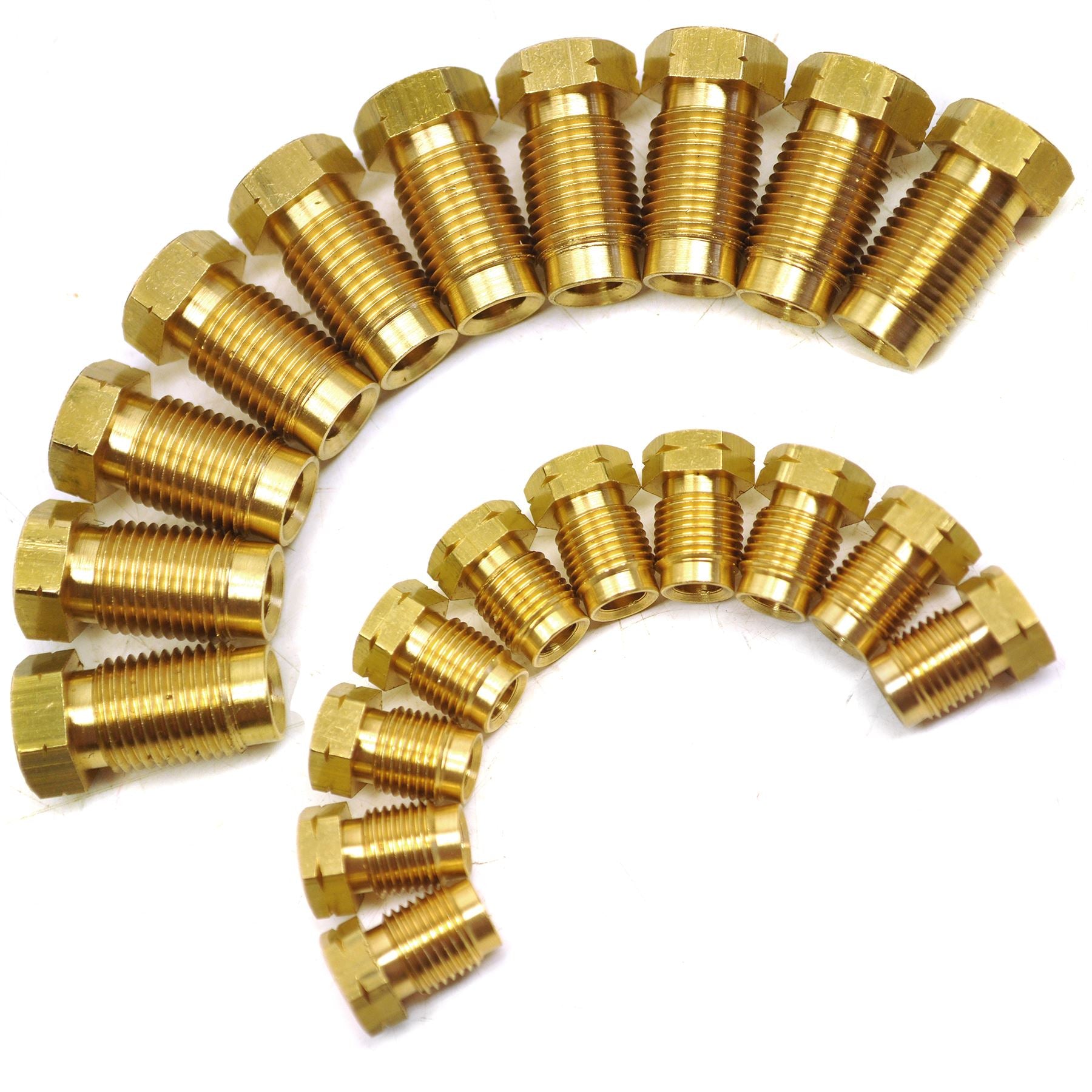 M10 x 1 mm, kurze männliche und weibliche Bremsleitungsverschraubungen aus Messing für 3/16 Zoll-Rohre, 20 Stück