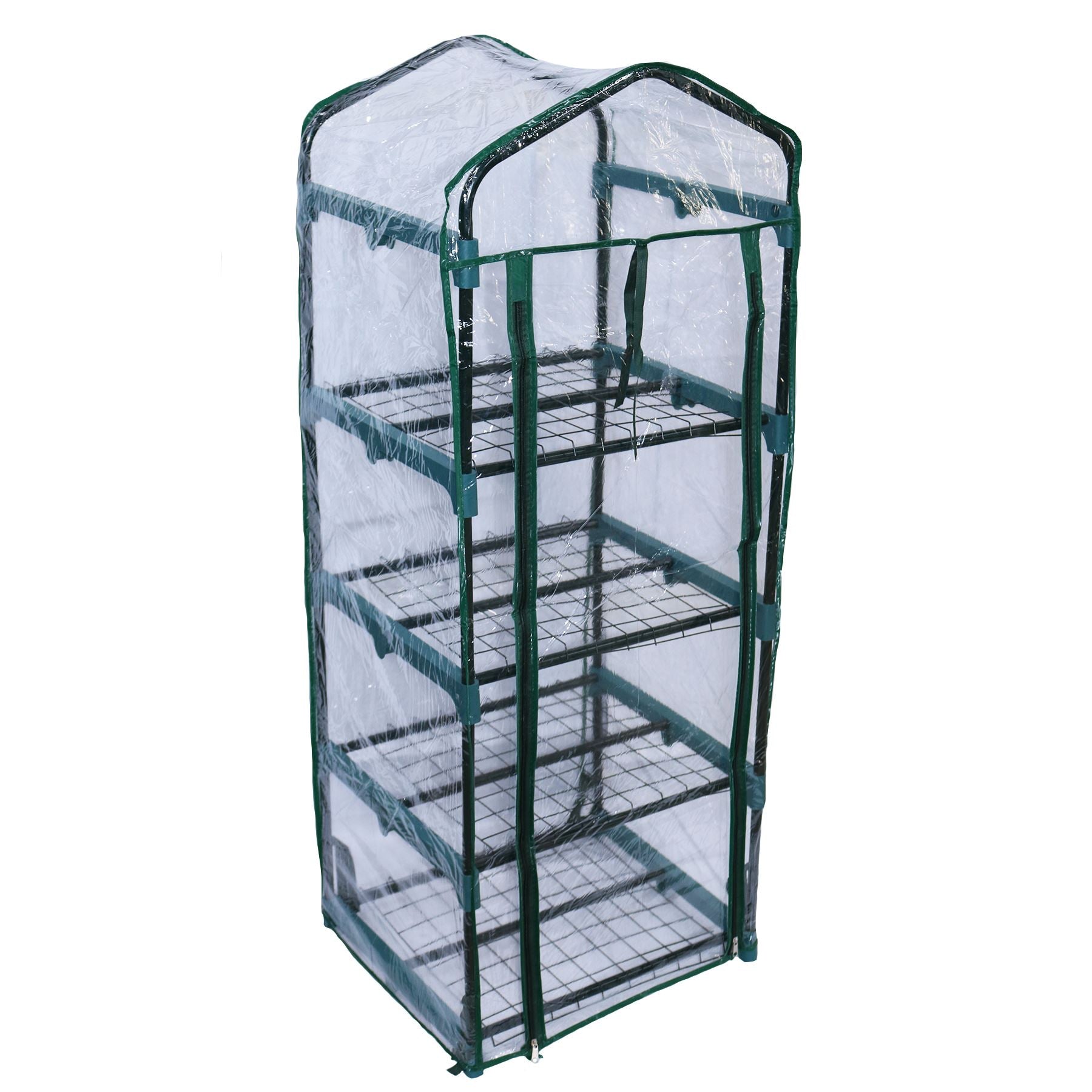 4 Tier Outdoor Mini Green House Growing Storage Room for Plants Steel Frame