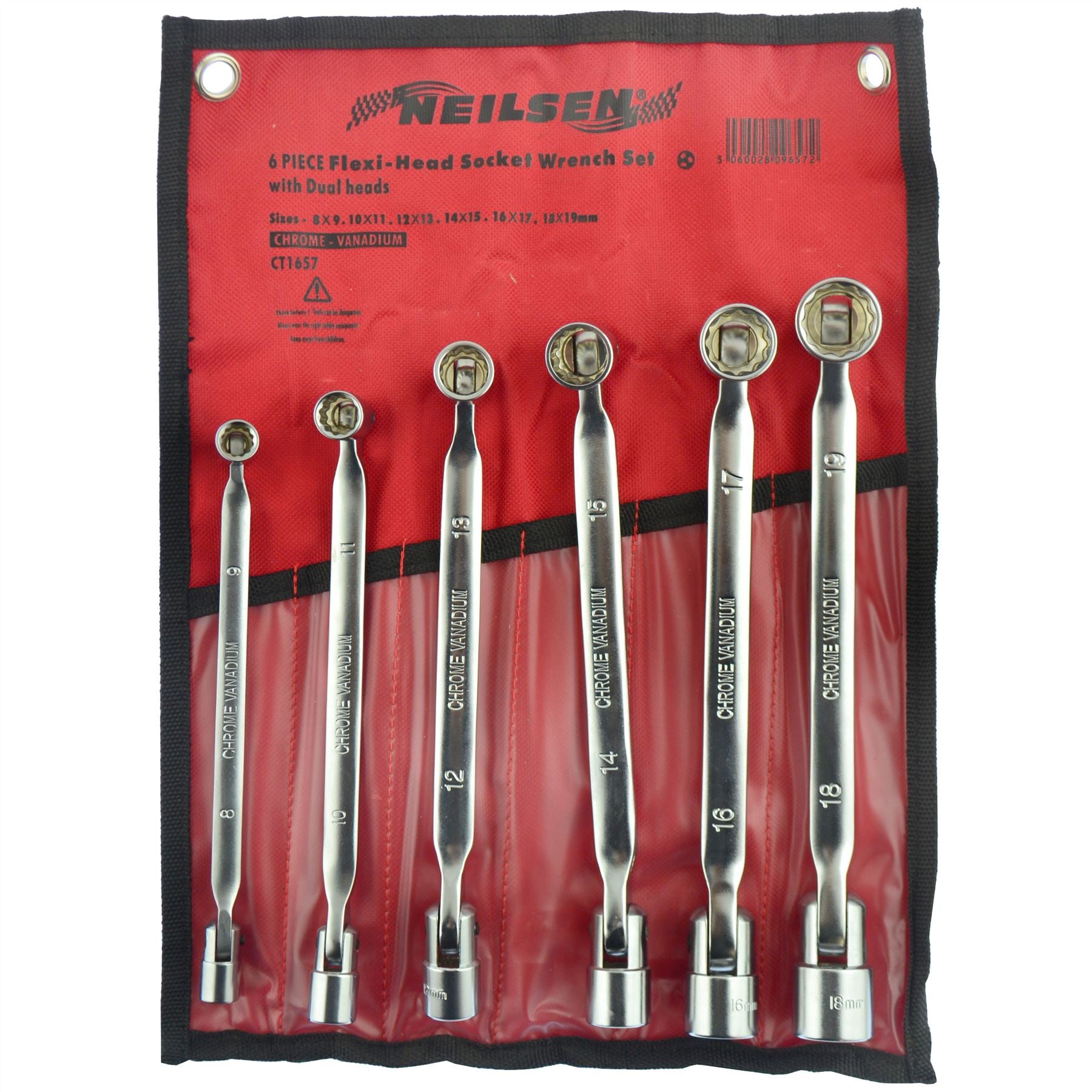 Jeu de clés à douille métriques à double extrémité Flexi 8 mm - 19 mm 12 tailles 6 pièces