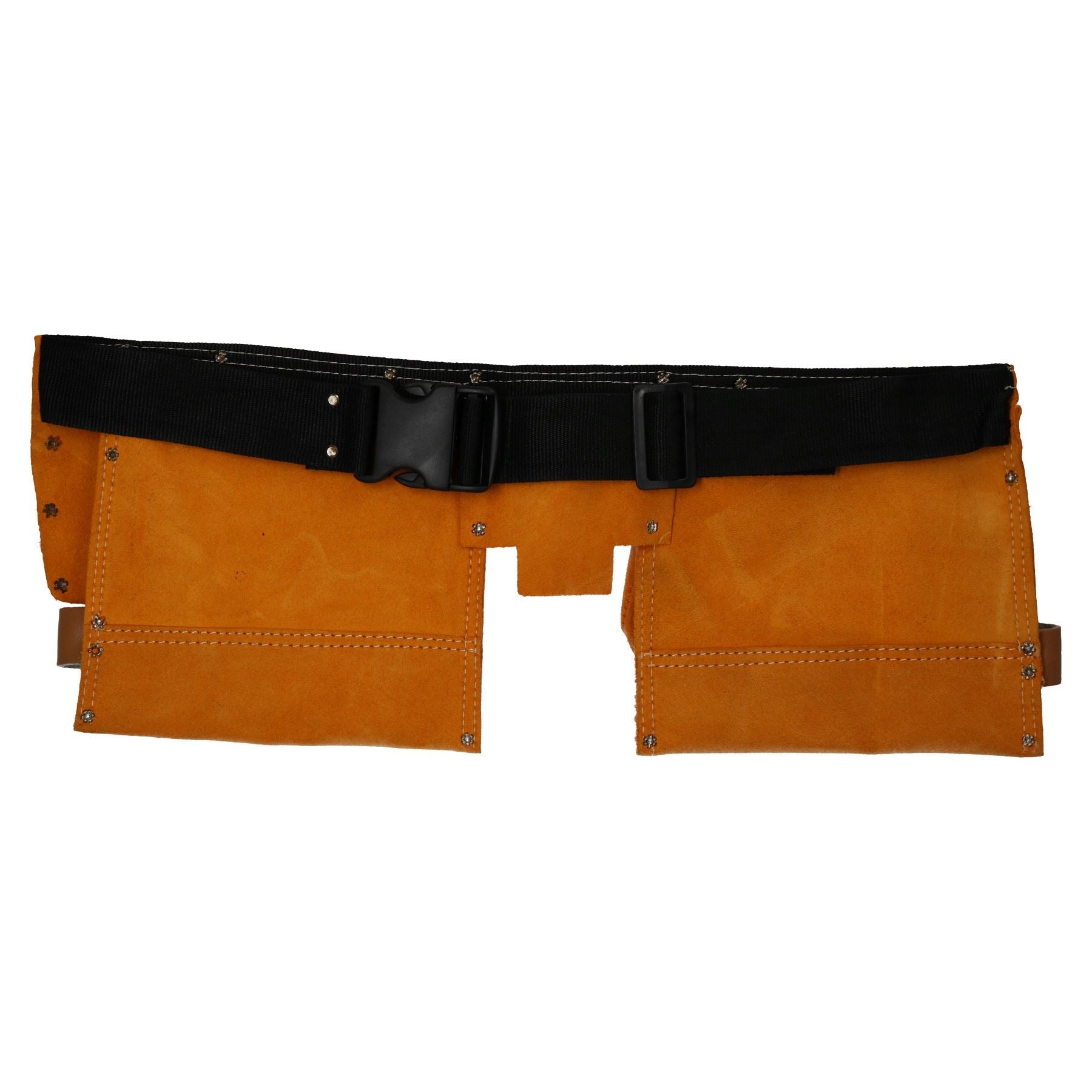 Pochette à outils double en cuir avec 11 poches et ceinture de bricoleur en cuir suédé fendu