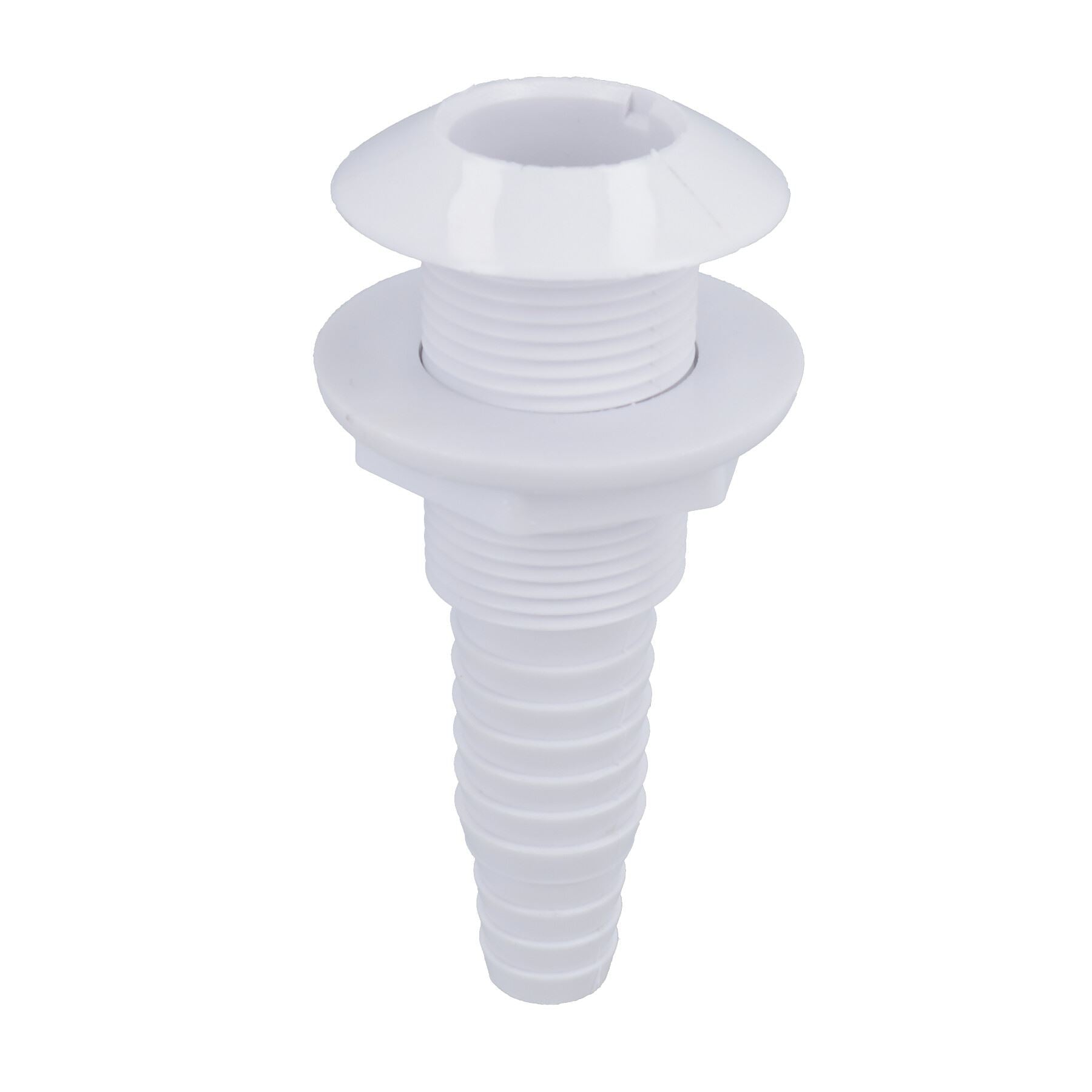 1" BSP Kunststoff-Hautdurchführung für Rumpfmontage, 19 mm und 25 mm Schlauchanschluss, Bilgenpumpenablauf