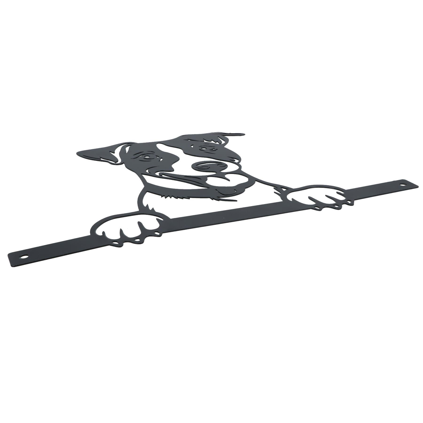Black Metal Peeking Spaniel Silhouette with Fixing Plate Garden Ornament Gift