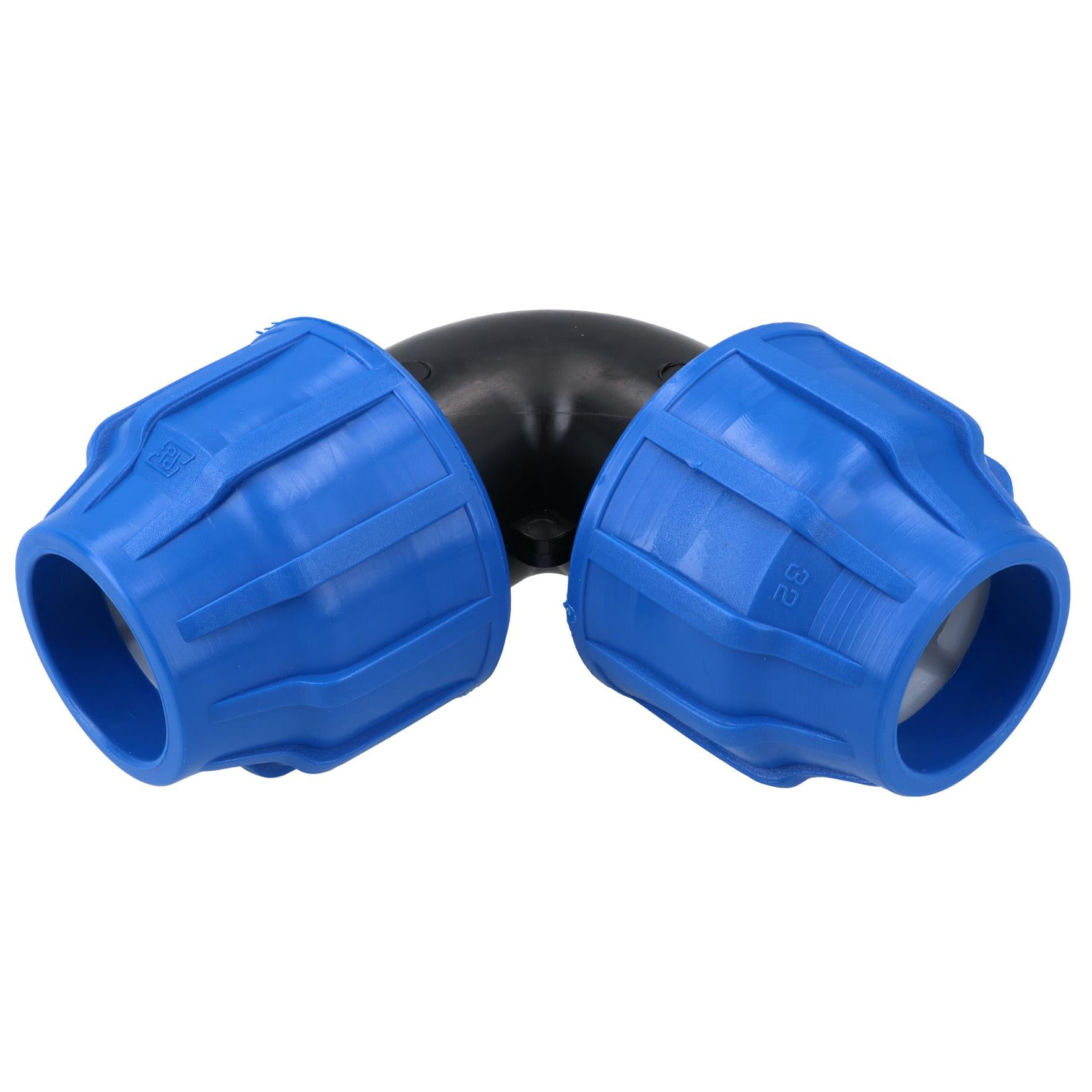 32 x 32 mm MDPE-Winkelstück, 90 Grad, Kompressionskupplung, Anschlussstück