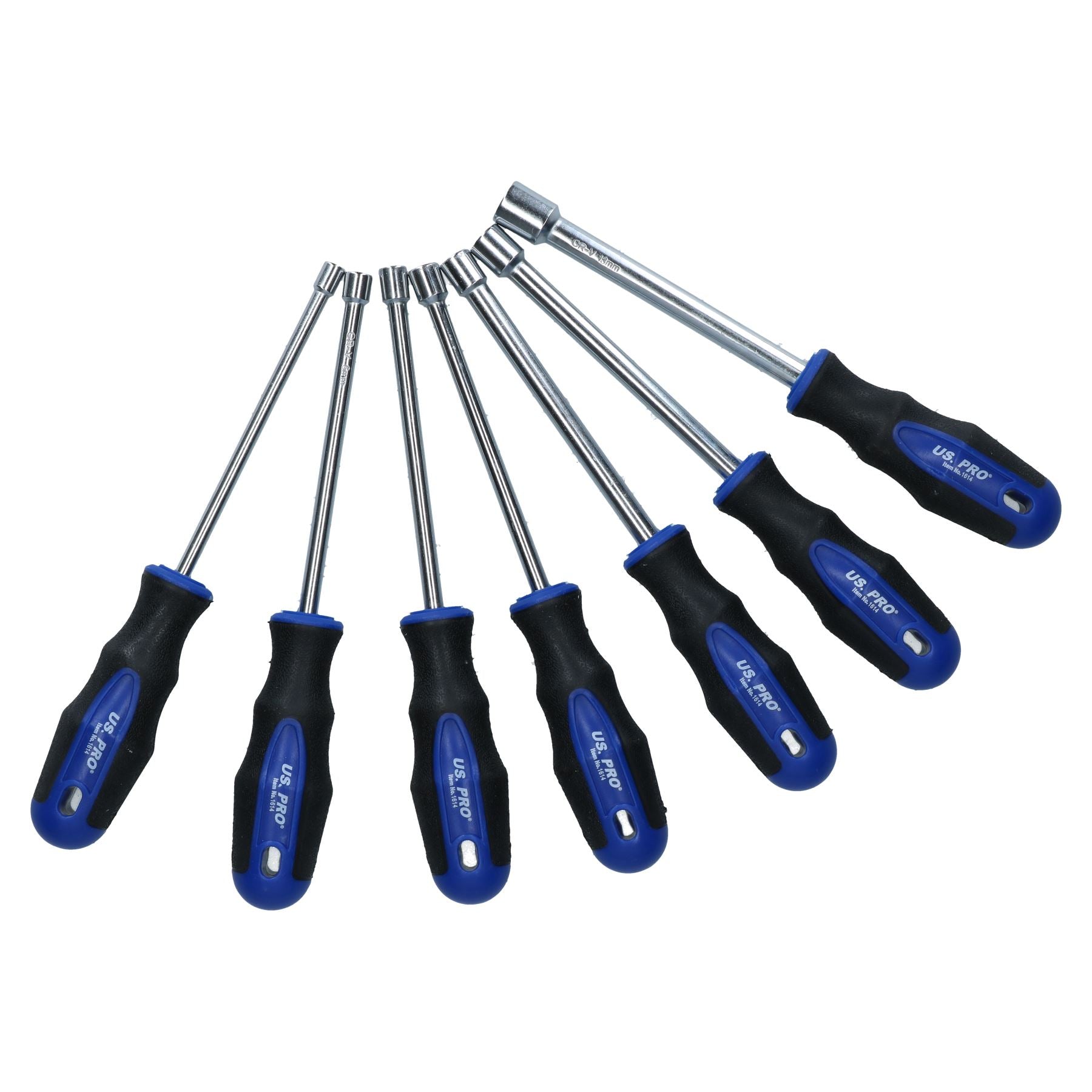 Lot de 7 tournevis à écrous hexagonaux extra longs métriques avec douilles rotatives de 5 à 13 mm à poignée souple