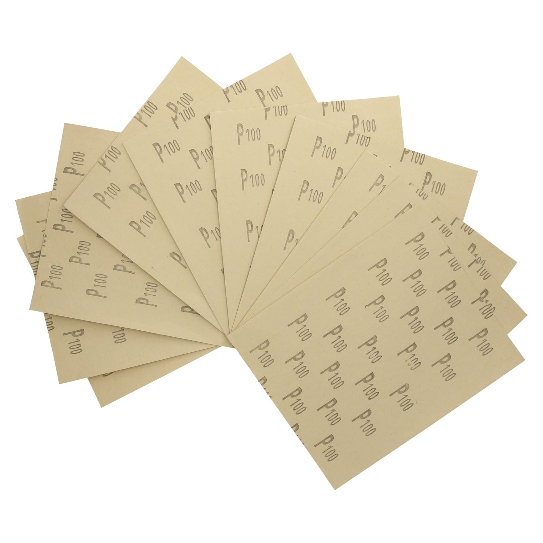 Lot de 10 feuilles de papier de verre assorties pour métal, bois, plastique, grain moyen 100