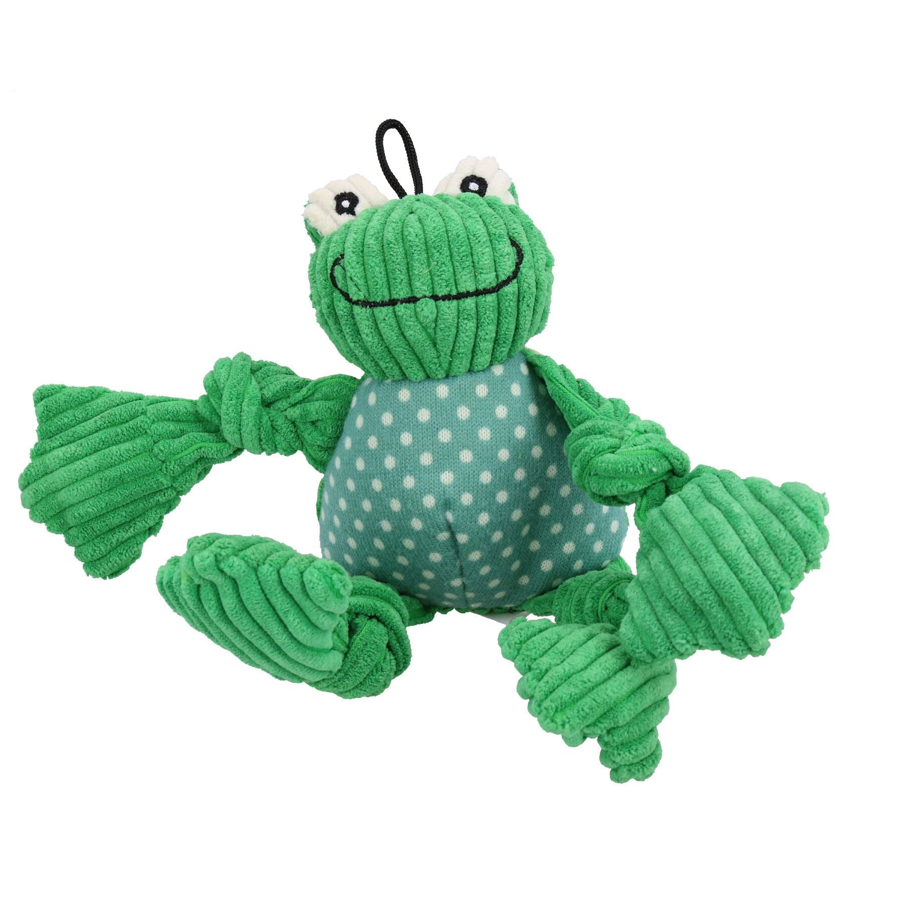 Small Frog Knottie Plush Durable Multi Squeaky Dog Puppy Toy 7x12x20cm