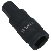 M12 x 55mm 1/2in Drive Short Impact Impacted Allen hex Key Socket 12mm