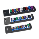 Metrischer gemischter Antrieb 1/4" 3/8" + 1/2" Flache, farbkodierte Steckschlüssel 4 – 24 mm 32-tlg.