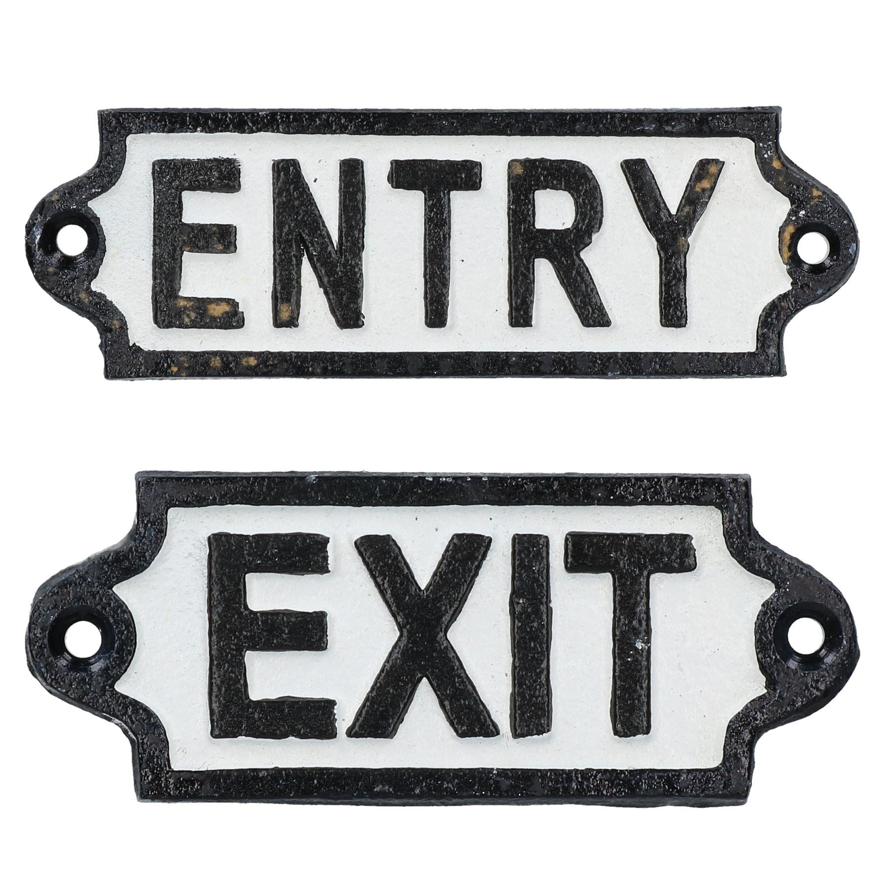 Entry & Exit Cast Iron Sign Plaque Door Wall Fence Post Cafe Shop Pub Hotel Cafe