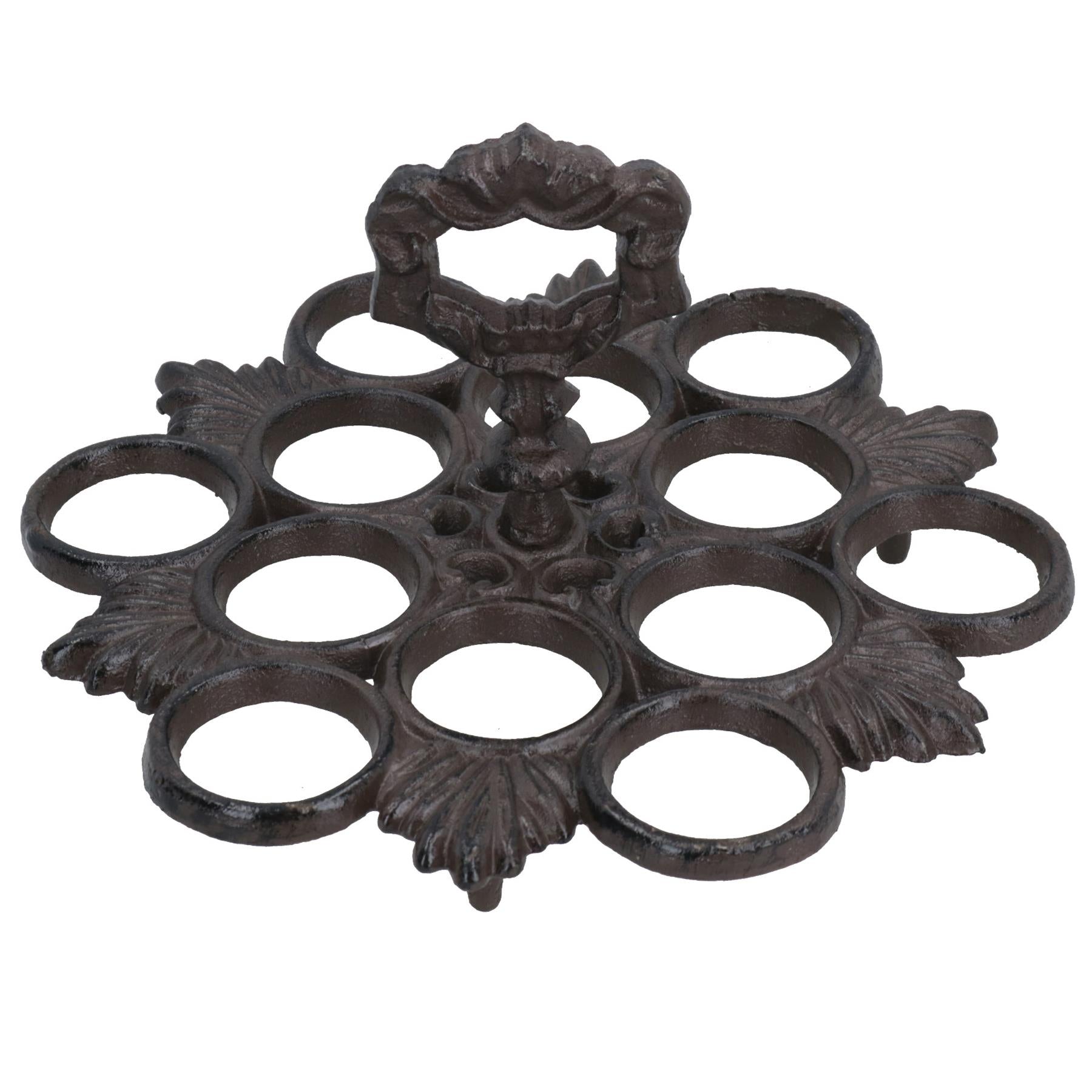 12 Egg Holder Rack Basket Cast Iron Metal Kitchen Chicken Storage Cookware