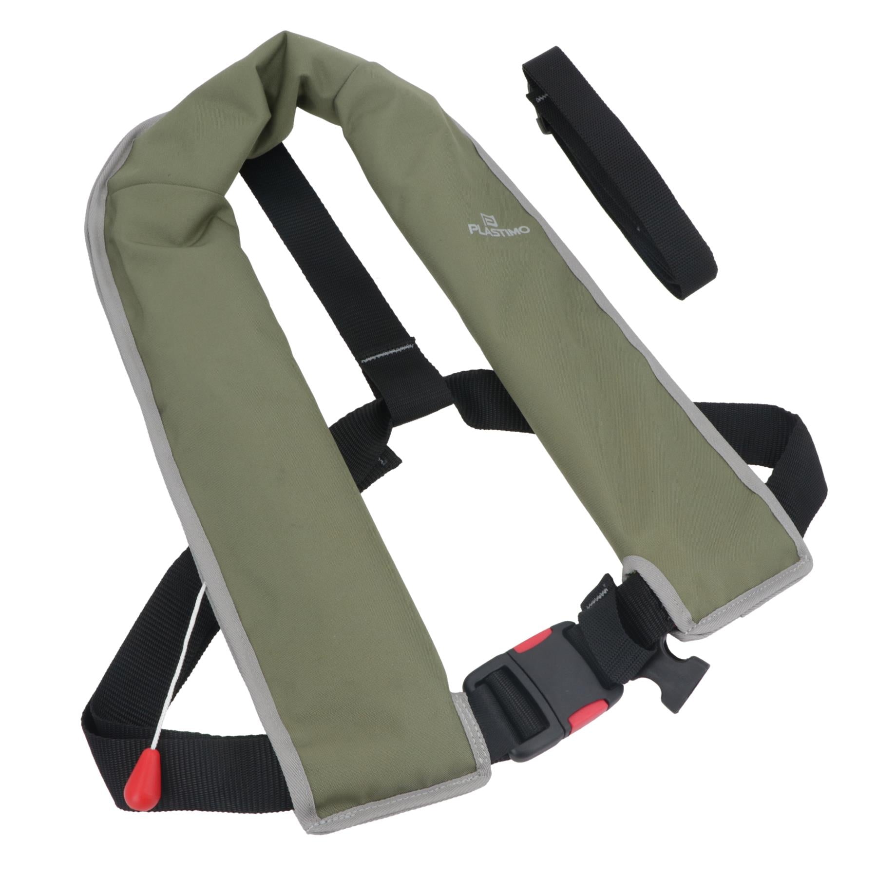 Automatic Gas Life Jacket Olive Green 165N with Crotch Strap by Plastimo
