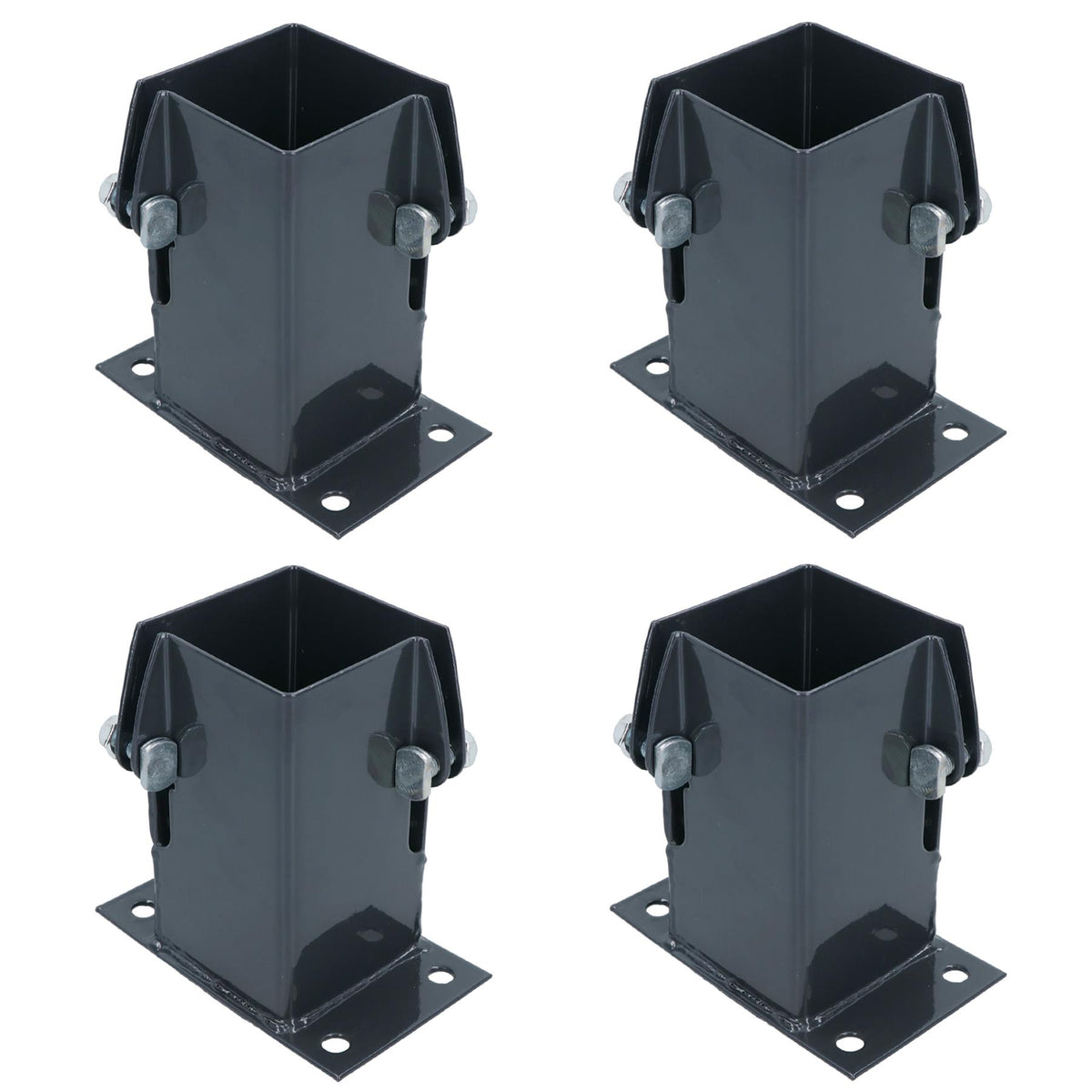 Grey Flush Fit Fence Post Bolt Down Shoe Holder Support 75mm x 75mm
