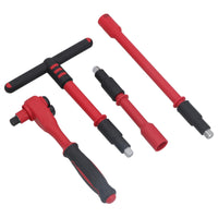 Coffret d'outils et d'accessoires pour douilles métriques isolées VDE à entraînement 3/8" 16 pièces hexagonales + barre en T