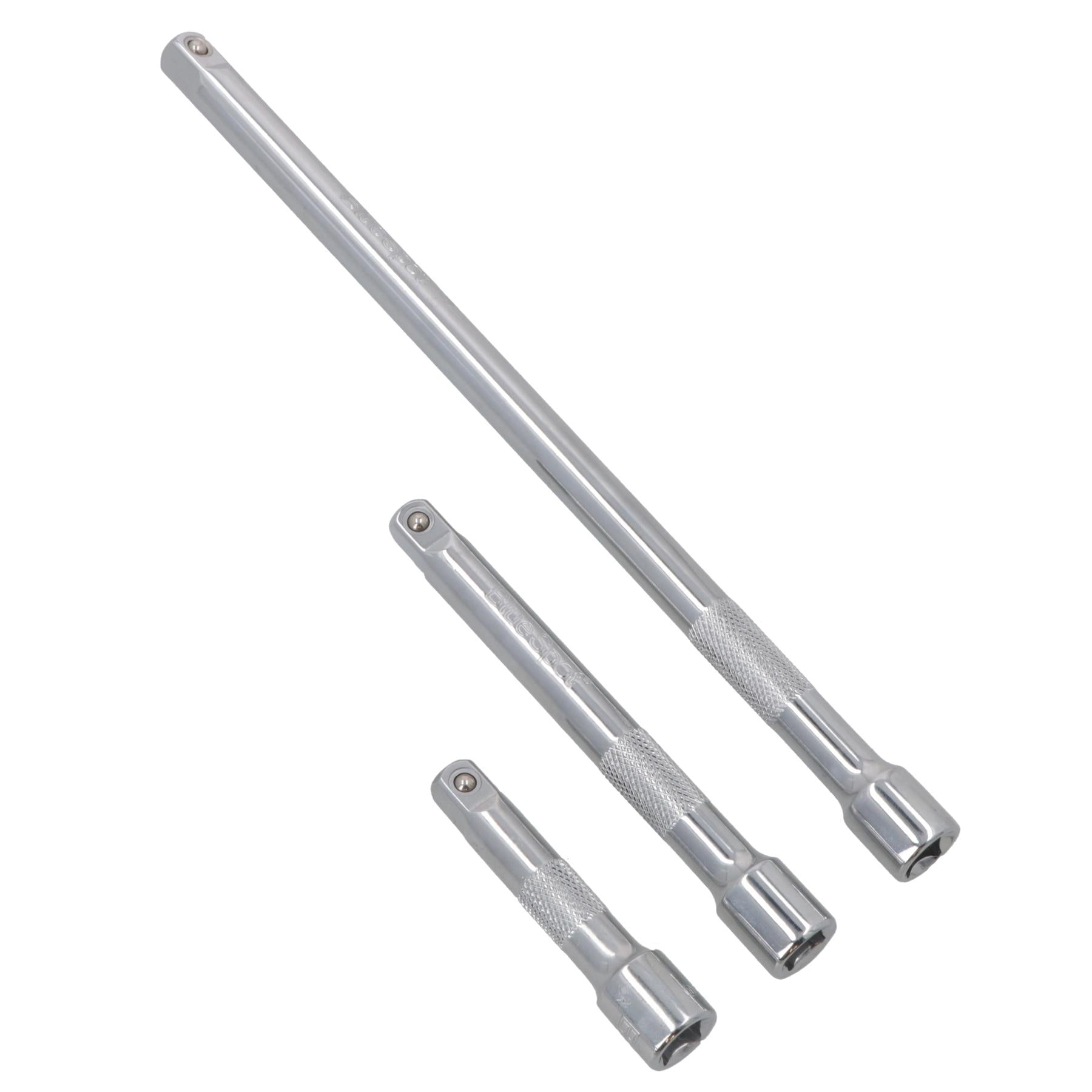 Jeu de 9 rallonges de douilles droites 1/4" 3/8" 1/2" 75 mm 125 mm 250 mm