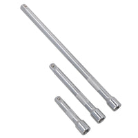 Jeu de 9 rallonges de douilles droites 1/4" 3/8" 1/2" 75 mm 125 mm 250 mm