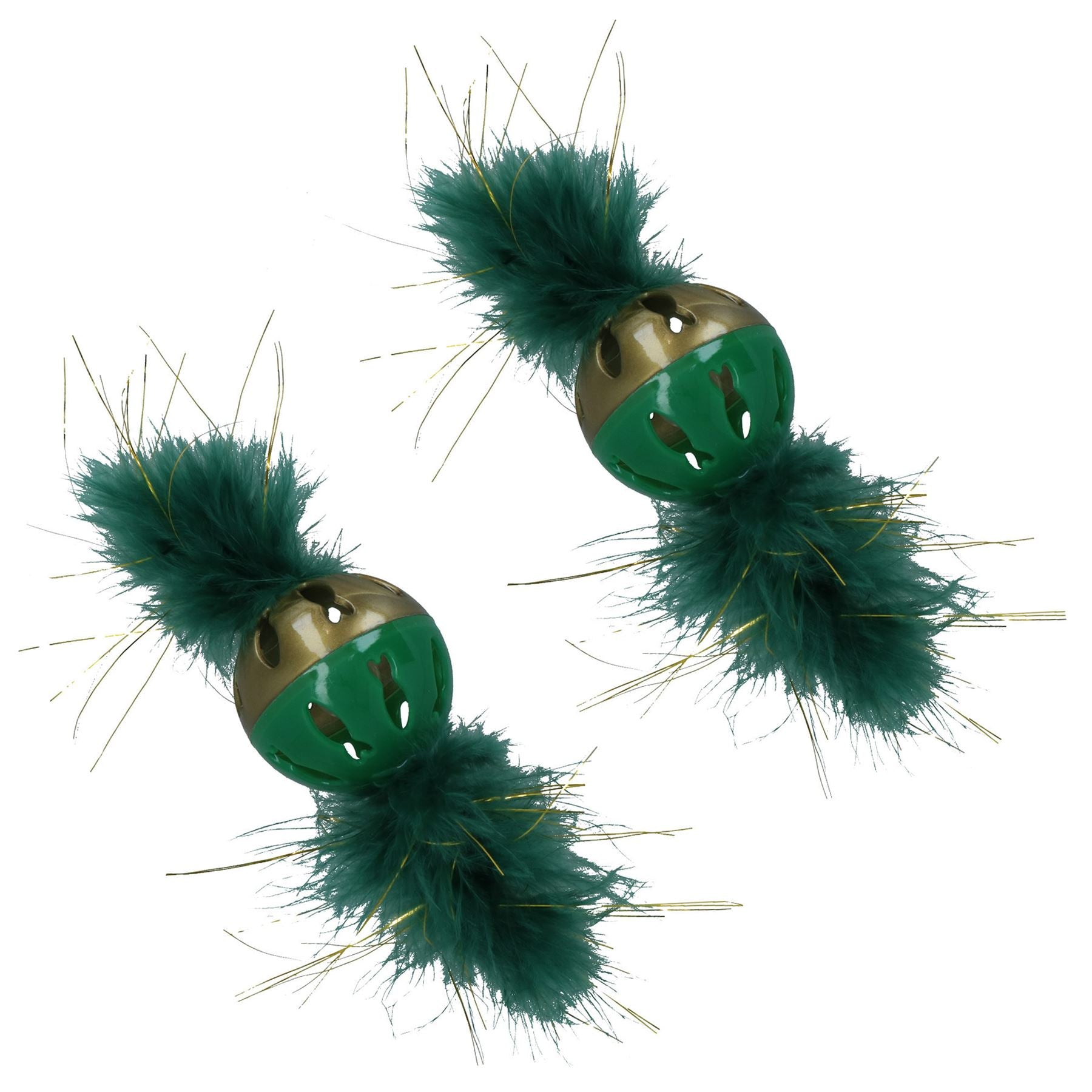 Lot de 2 boules de plumes pour chat et chaton, cadeau de Noël, jouet de jeu festif pour félin