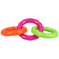 Dog Play Time Hundespielzeug aus robustem Gummi mit bunten Ringen, Größe M