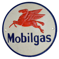 Mobilgas Fuel Rundes Gusseisen Schild Wandschild Garage Benzin Werkstatt Shop