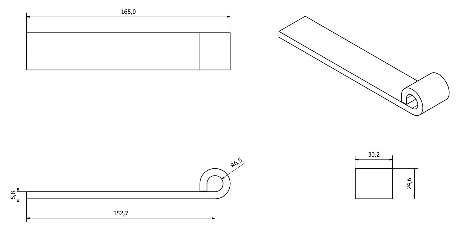 Straight Strap Tailgate Hinge Eyelet for 12.5mm Pin Weld On Trailer Truck 150mm